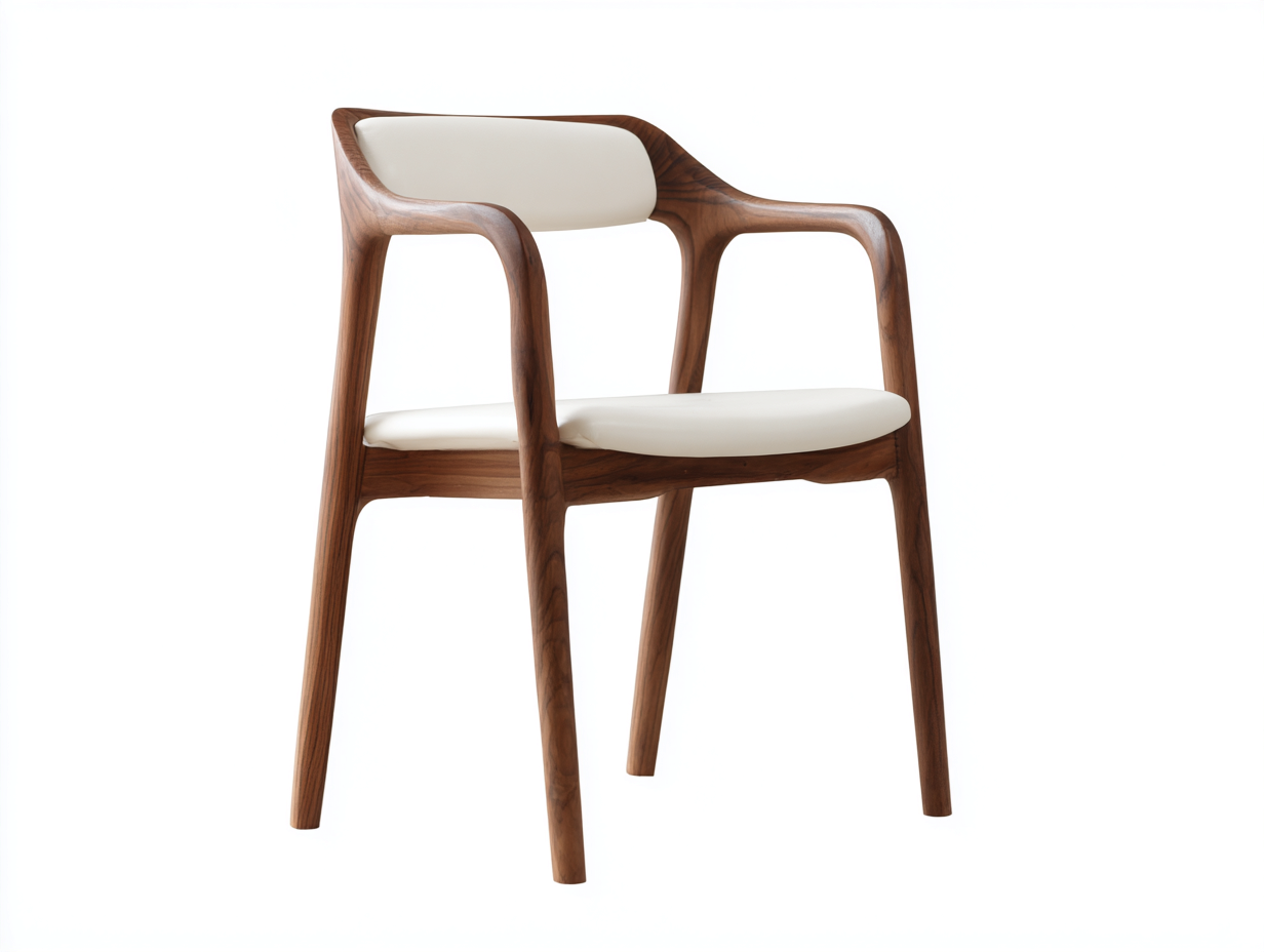 Chaise de salle à manger avec accoudoirs - structure en bois naturel et assise rembourrée - 57x54x80 cm - bois brun et blanc - design moderne-Homimyio