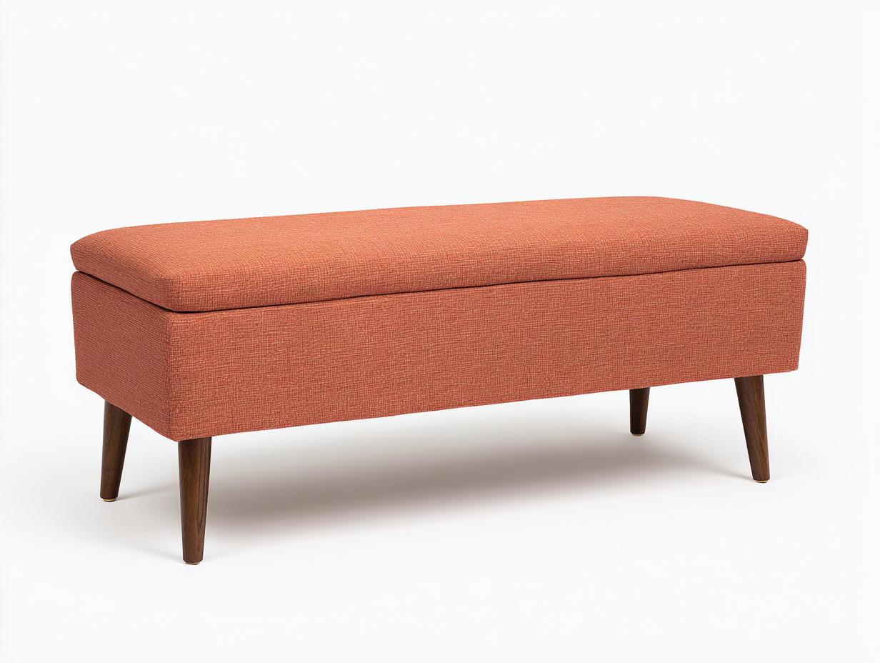 Banc de rangement tissu 100x40x45 cm-orange-salon design moderne-Homimyio