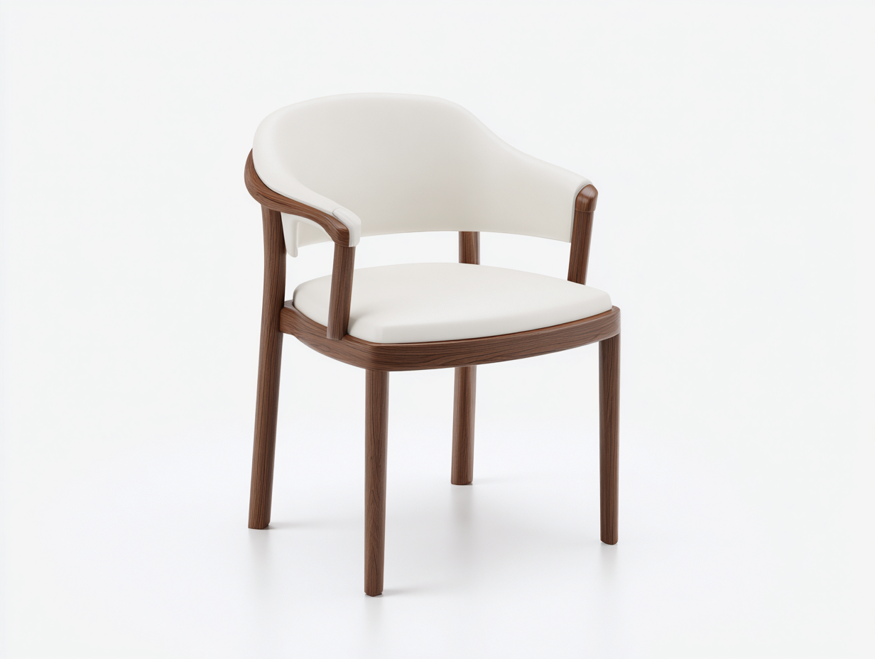 Chaise de salle à manger avec accoudoirs - bois massif et assise rembourrée - 56x52x79 cm - bois foncé et blanc - design moderne-Homimyio