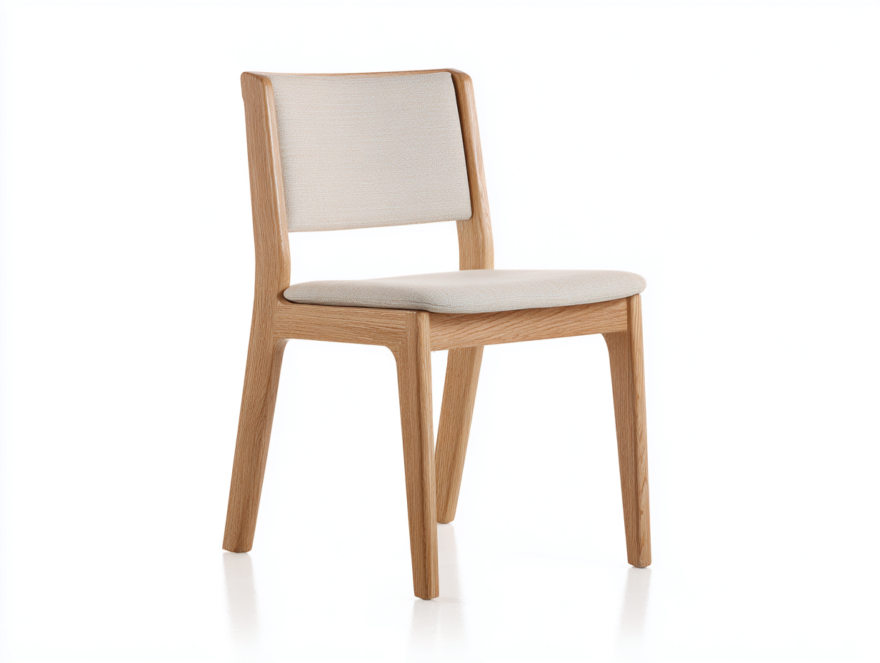 Chaise de salle à manger en bois avec assise et dossier rembourrés - 45x52x82 cm - bois clair et beige - style moderne-Homimyio