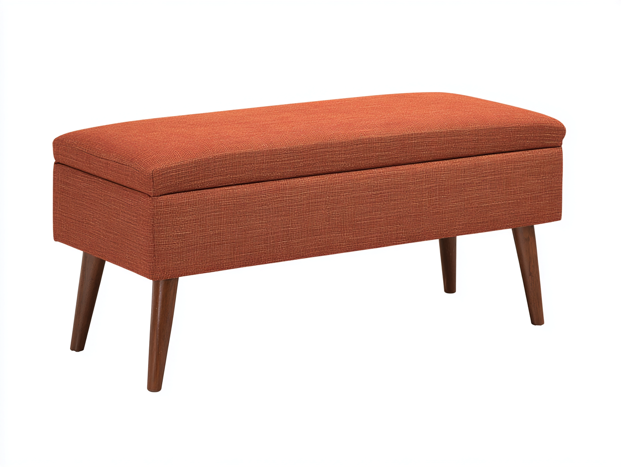 Banc de rangement tissu 100x40x45 cm-orange-brûlé-entrée design moderne-Homimyio