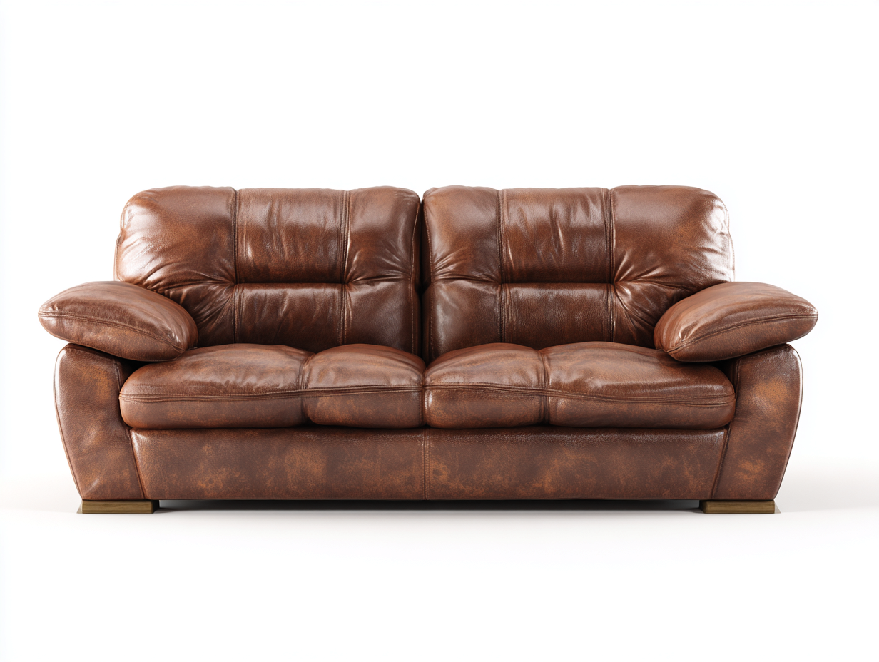 Canapé 2 places en cuir véritable avec accoudoirs rembourrés - 165x90x88 cm - brun vintage - style classique-Homimyio