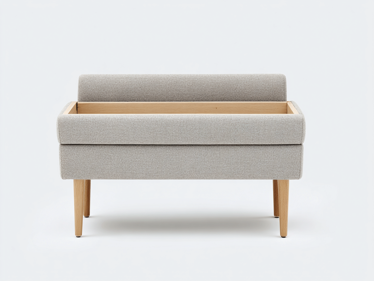 Banc de rangement tissu 100x40x45 cm-gris clair-entrée design moderne-Homimyio