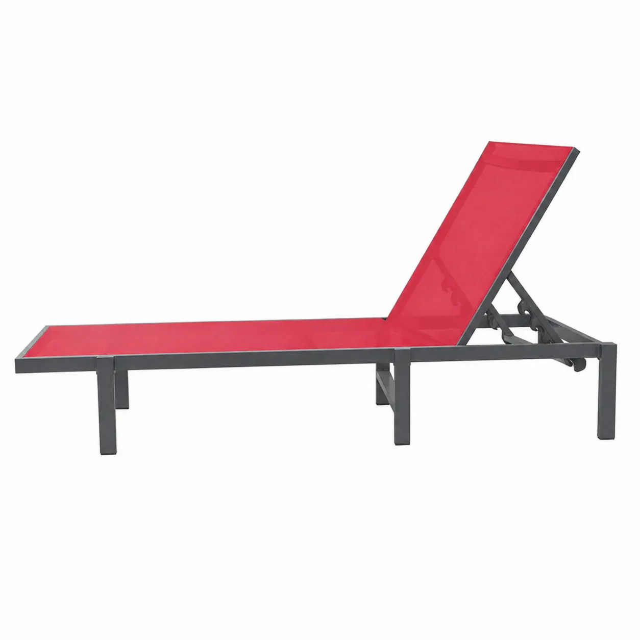 Sedia a sdraio regolabile in alluminio rosso