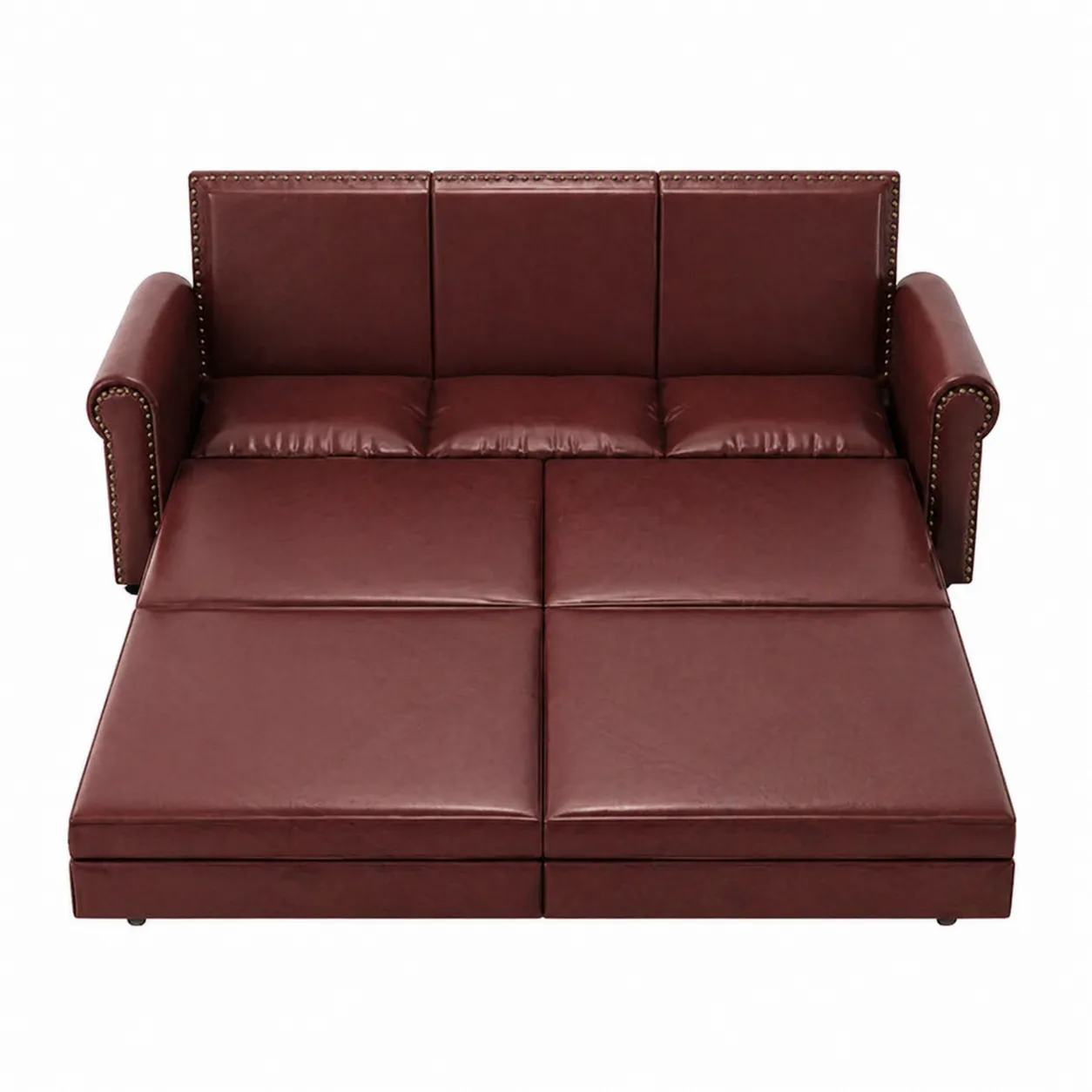 Divano Letto in Pelle Sintetica Marrone