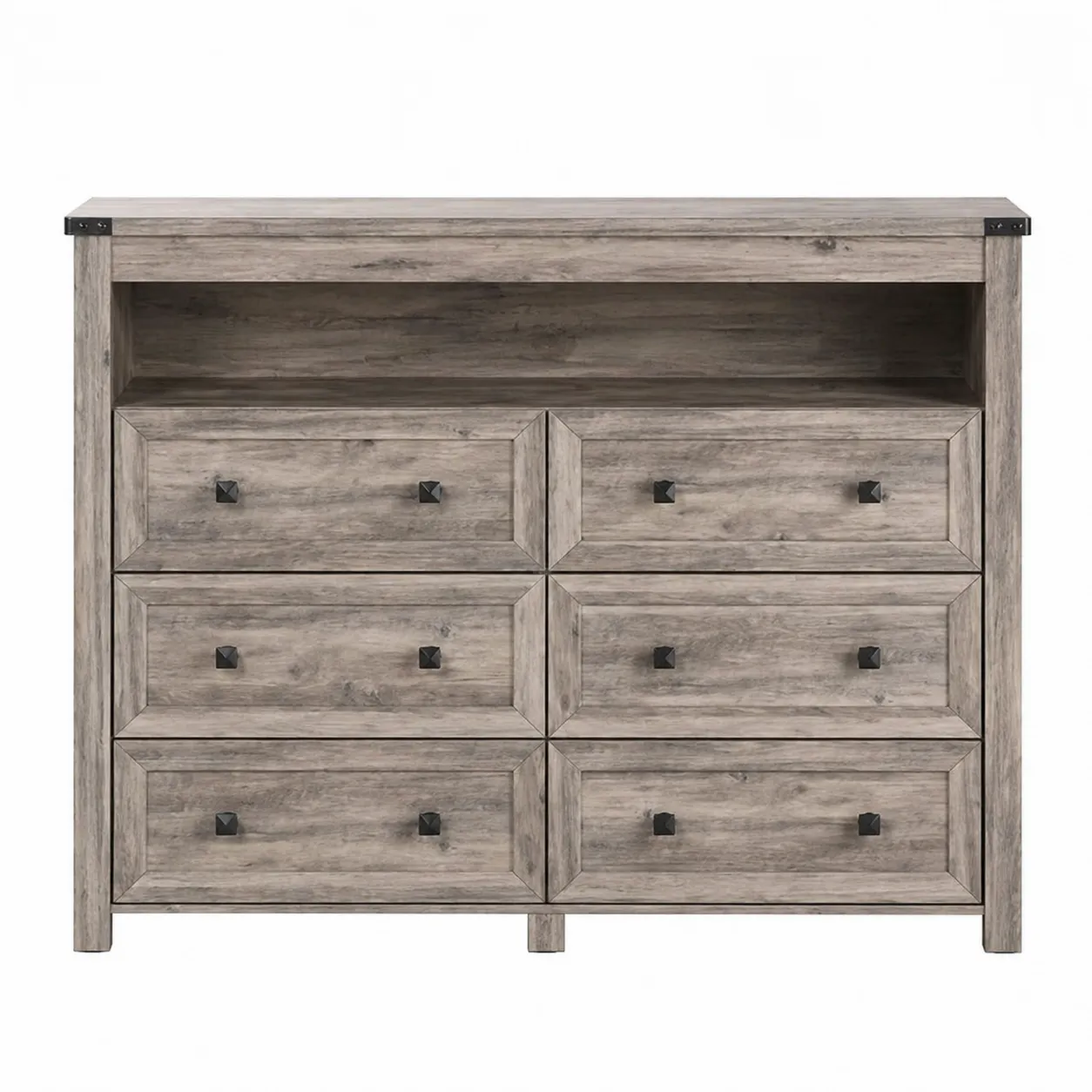 Cassettiera a 6 cassetti in MDF effetto quercia grigio
