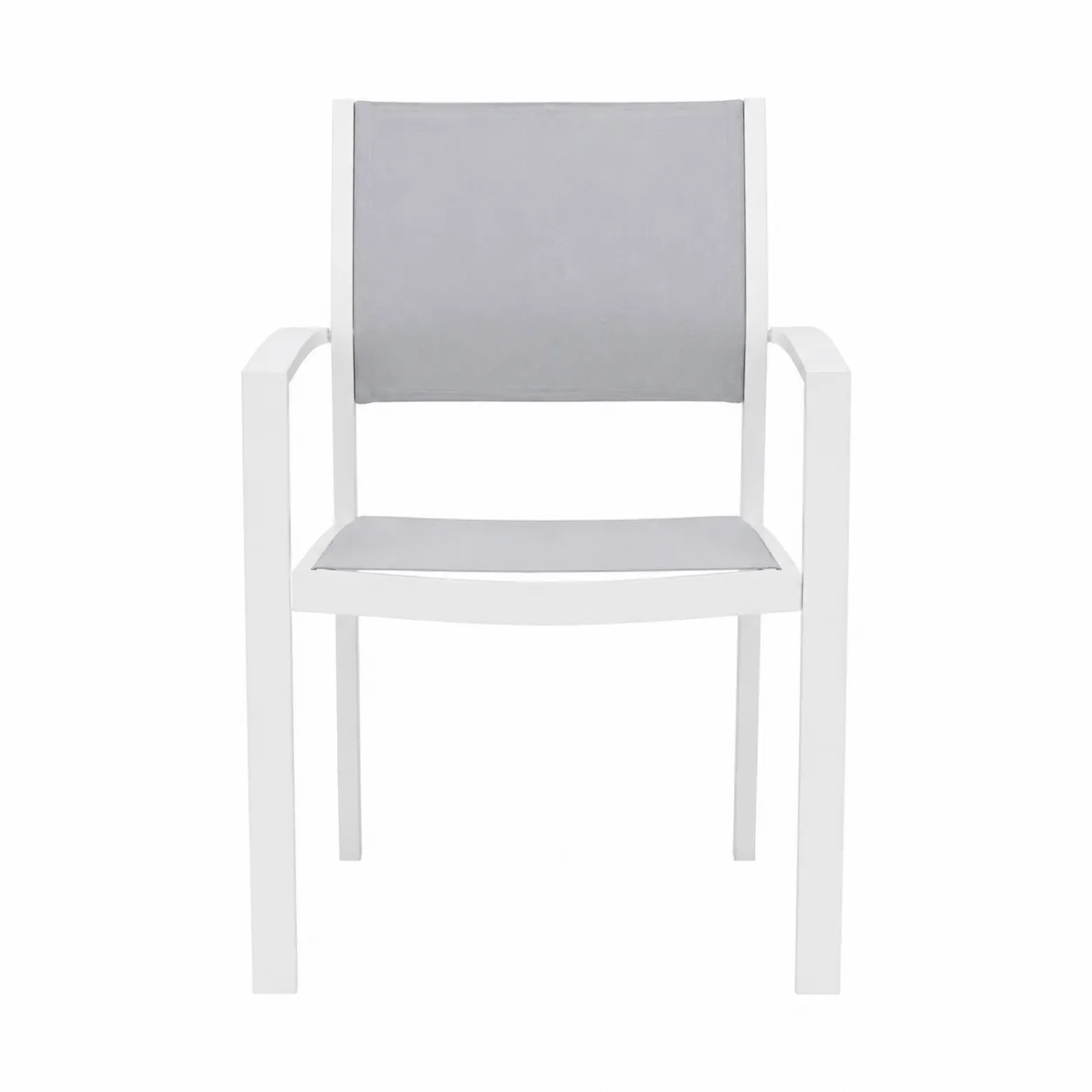 Sedia da giardino in alluminio e tessuto bianco e grigio