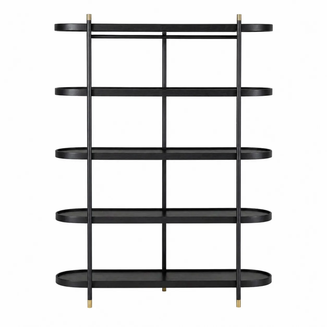 Scaffale a 5 Ripiani in Acciaio Nero con Dettagli in Ottone H180cm