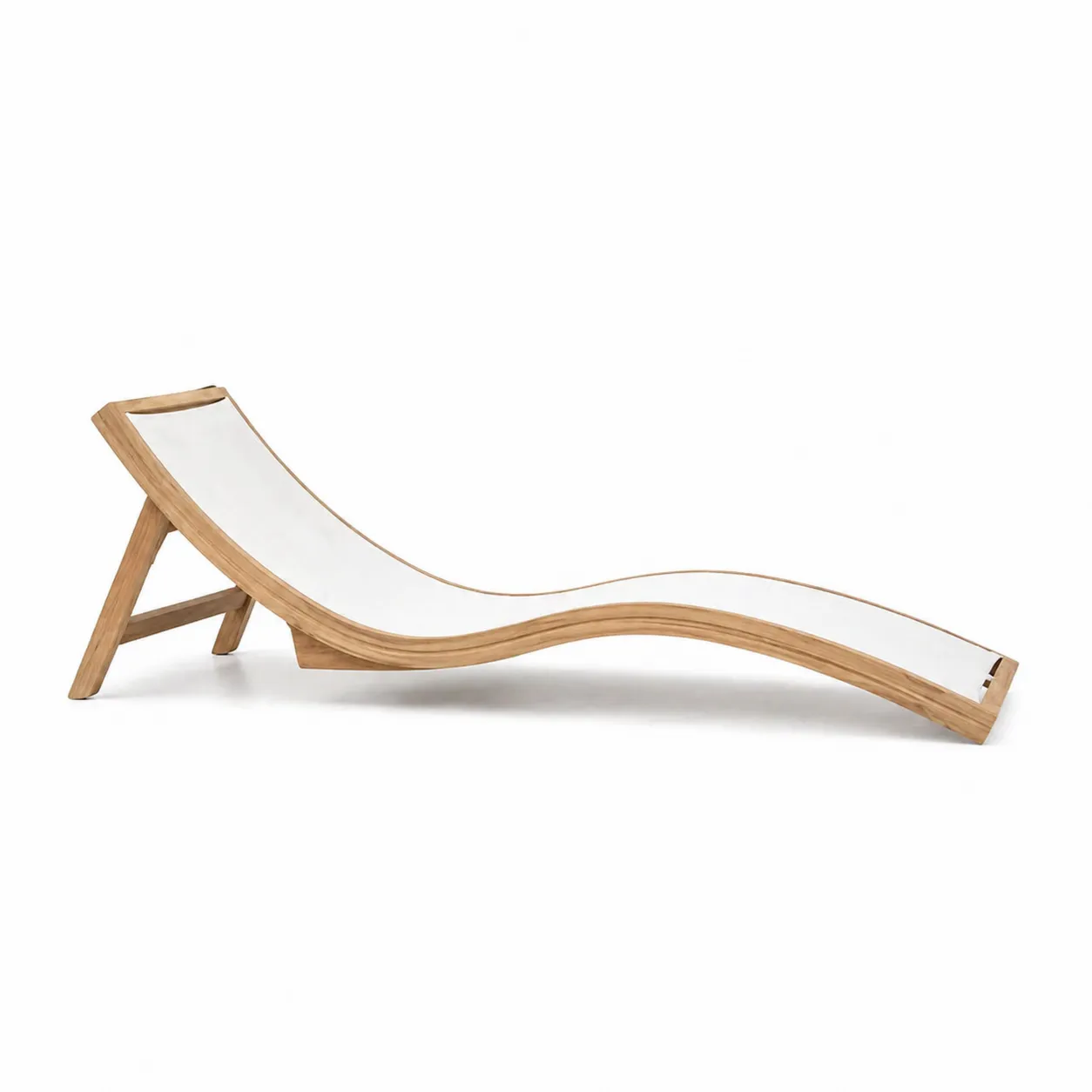 Sdraio Curva in Legno e Tessuto Bianco