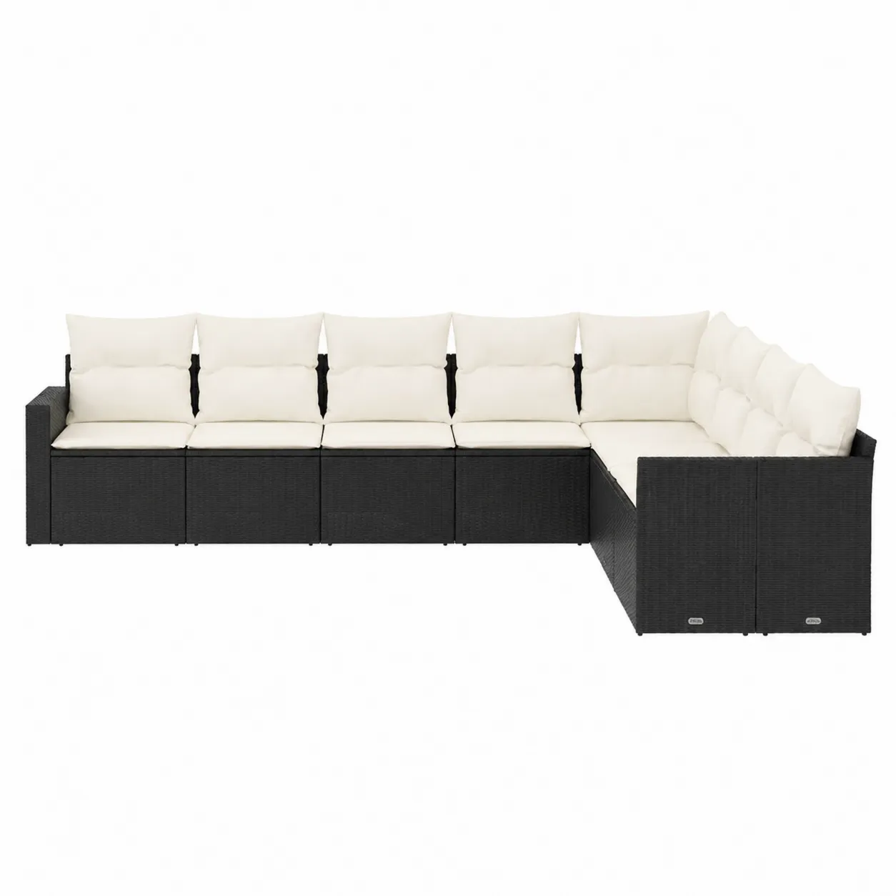 Set Divano Modulare da Giardino in Rattan con Cuscini Color Crema