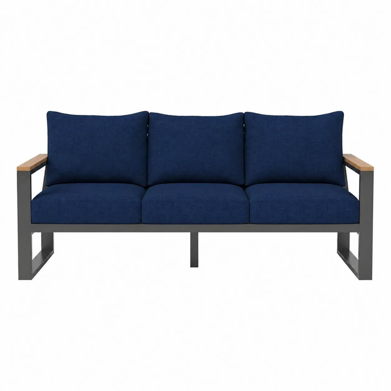 Divano da giardino 3 posti in alluminio blu