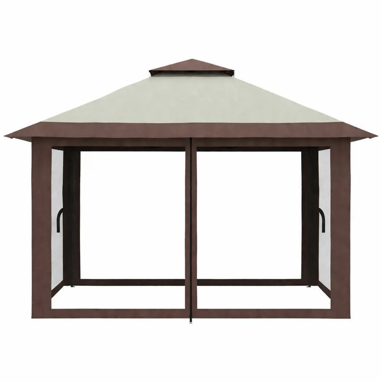 Gazebo da Esterno in Acciaio e Tessuto di Poliestere 3x3m Marrone/Bianco