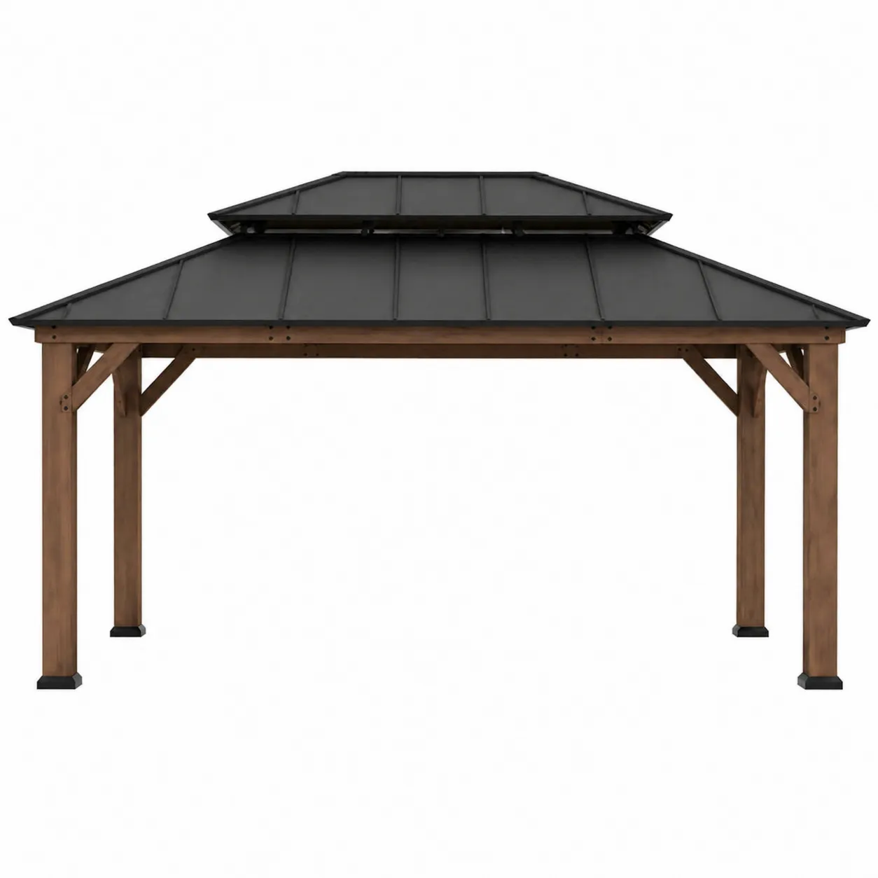 Gazebo in Legno e Acciaio Nero