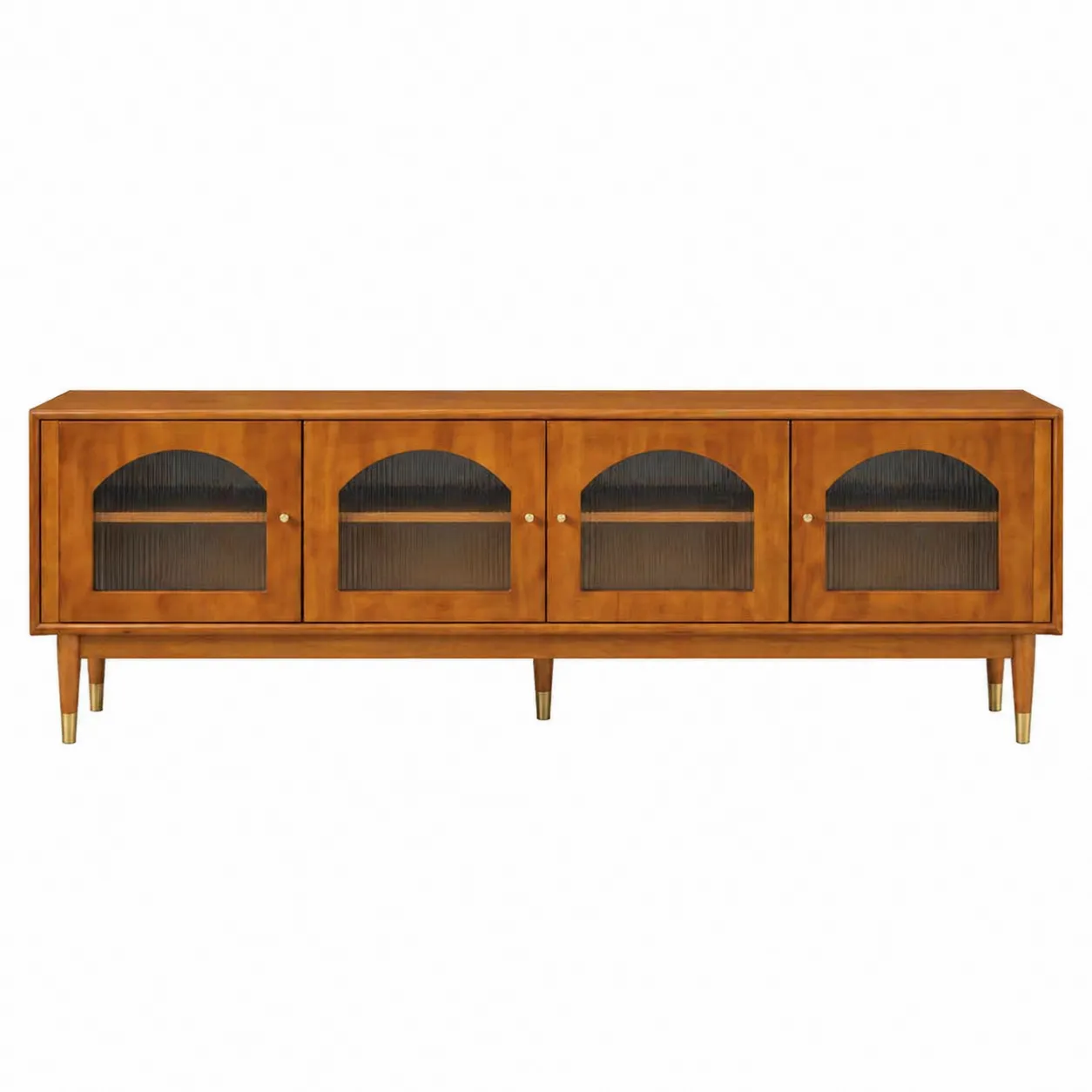Mobile TV legno massello 4 ante vetro temperato ondulato 200x40x60 cm
