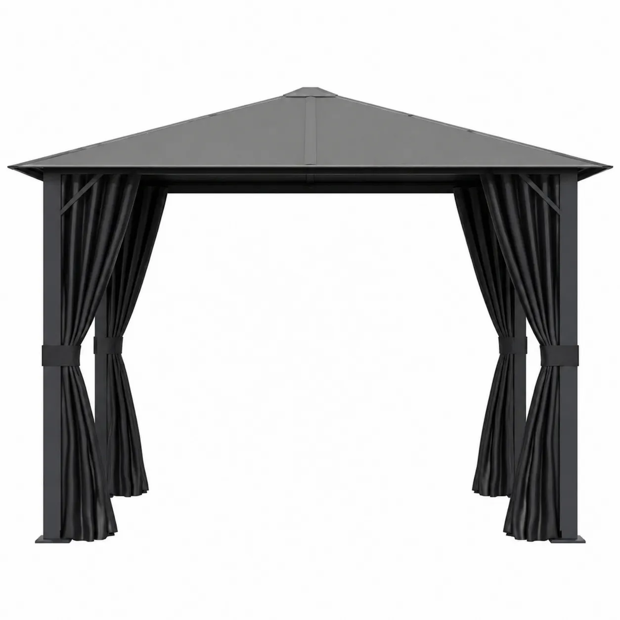 Gazebo in Alluminio con Copertura in Tessuto Poliestere e Tende Laterali 3x3m