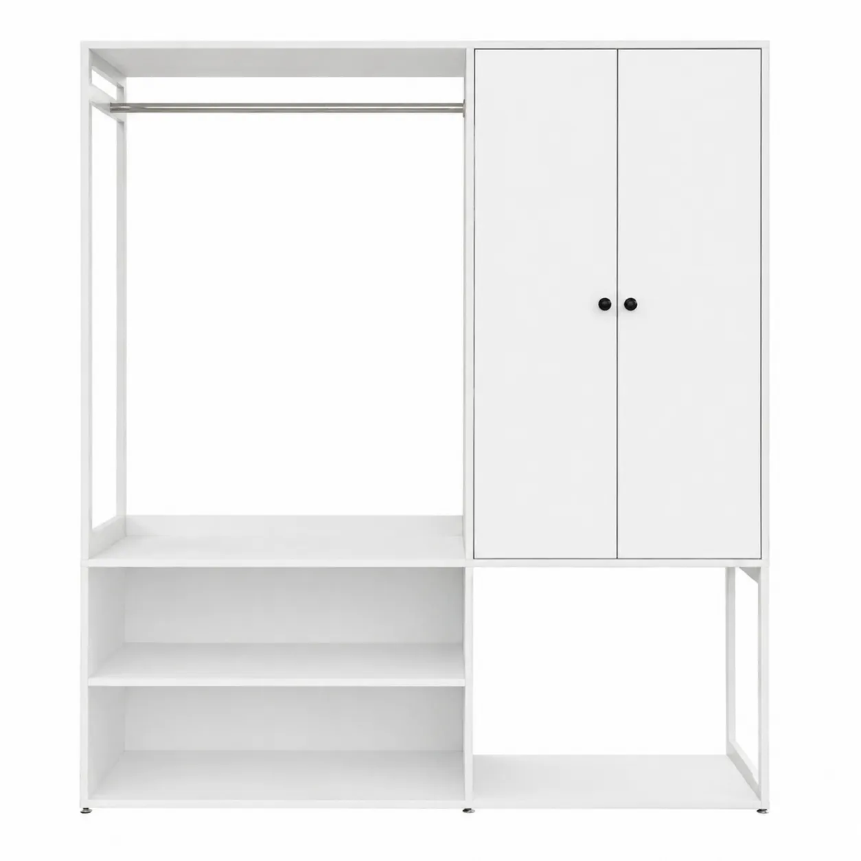 Armadio in Legno e Metallo Bianco 200x160x40 cm