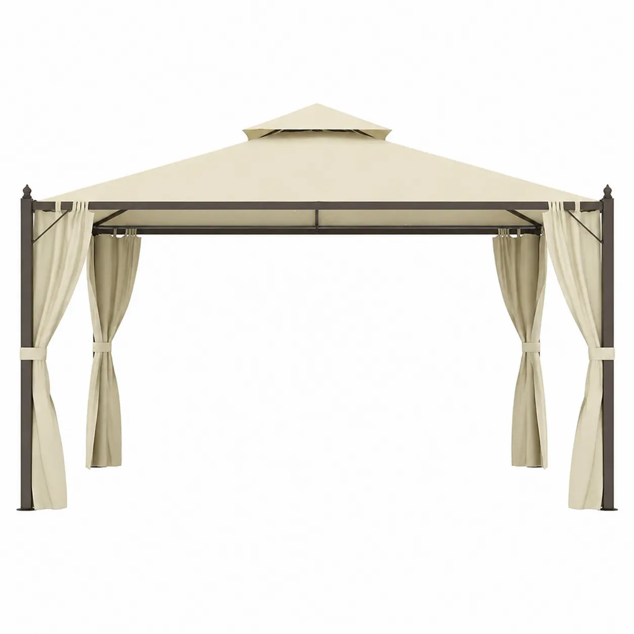 Gazebo da Giardino in Acciaio con Tetto in Tessuto Beige 3x3 m