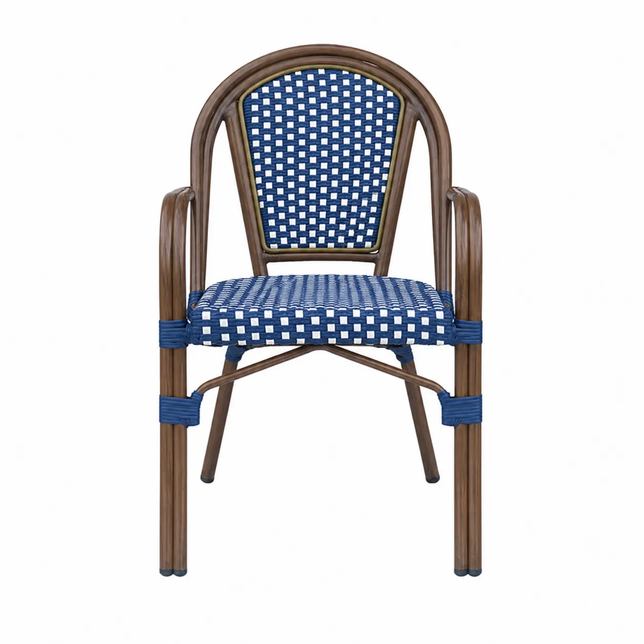 Sedia in Rattan e Plastica Intrecciata Blu e Bianco