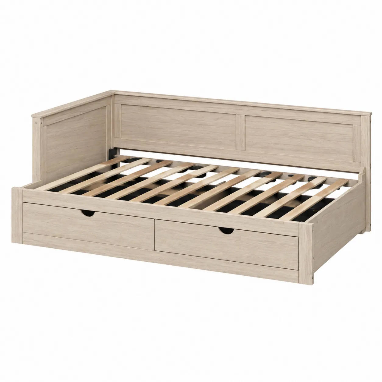 Divano letto singolo in legno di pino con cassetti 200x90x75 cm