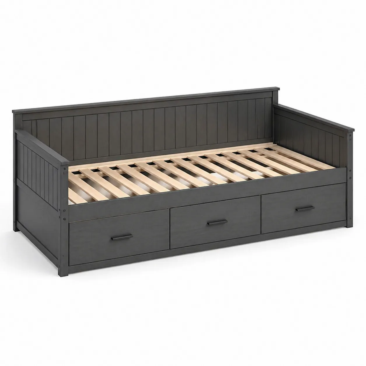 Divano letto in legno con tre cassetti Grigio