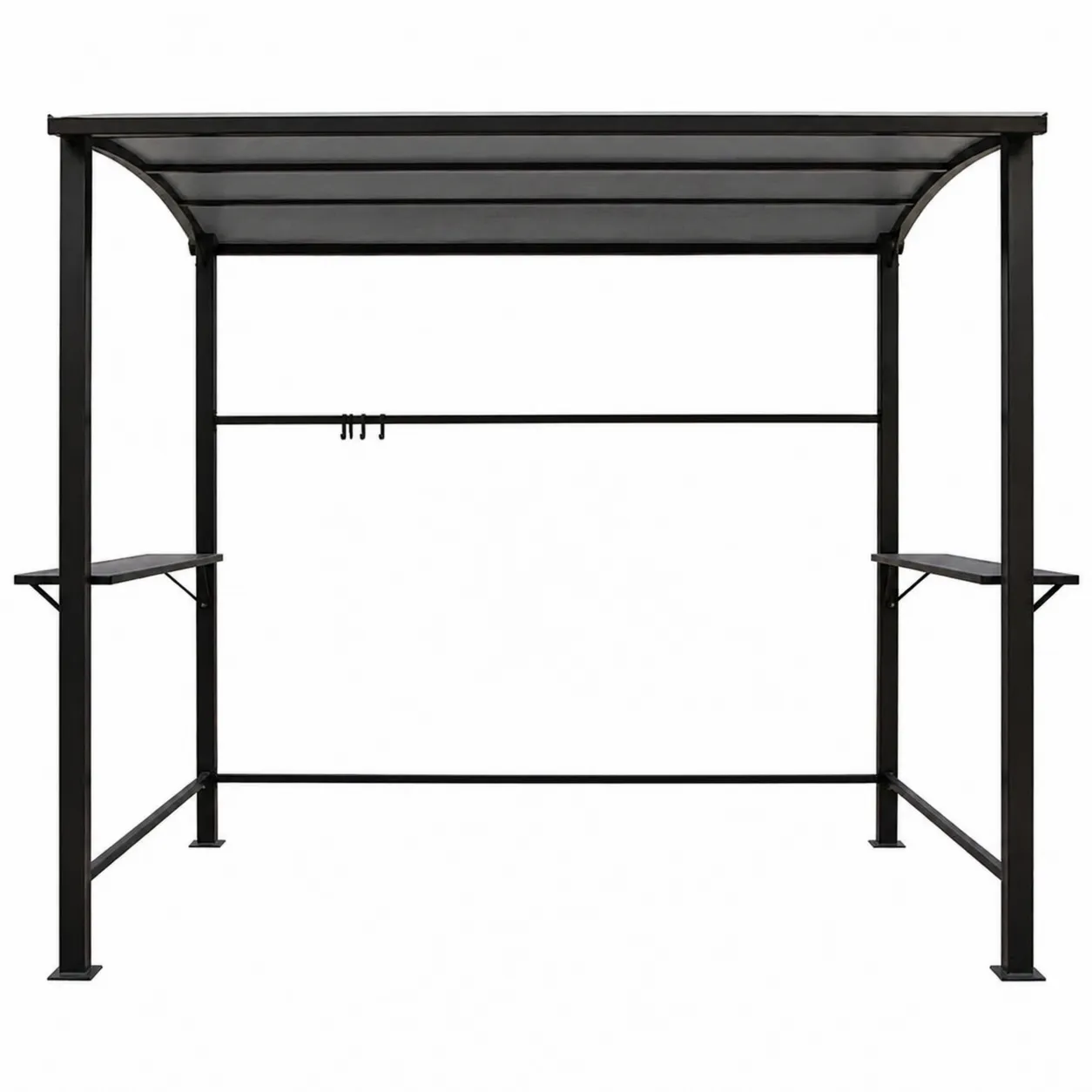 Gazebo in metallo nero per barbecue con tetto in policarbonato