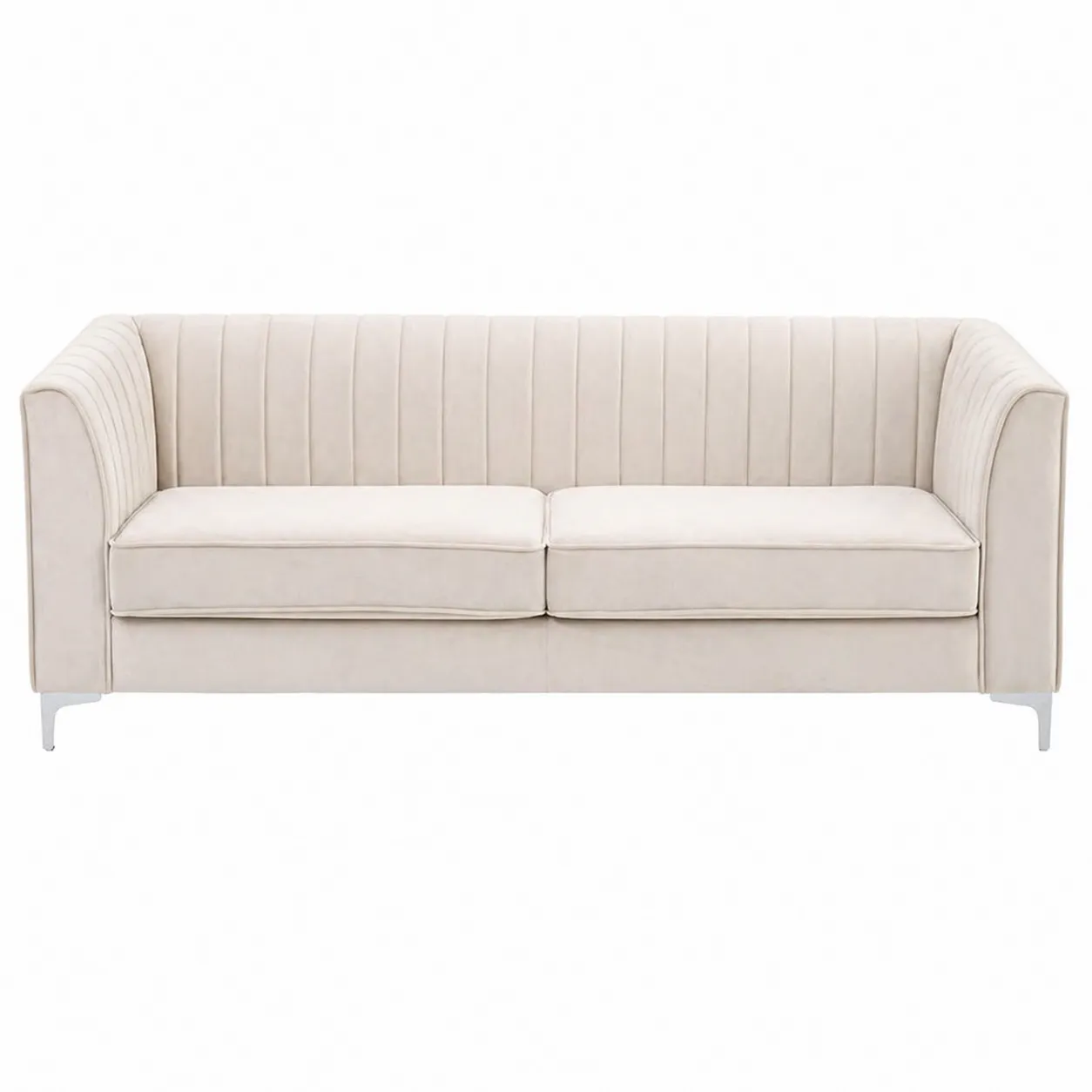 Divano in velluto e legno, 200x85x70 cm, Beige
