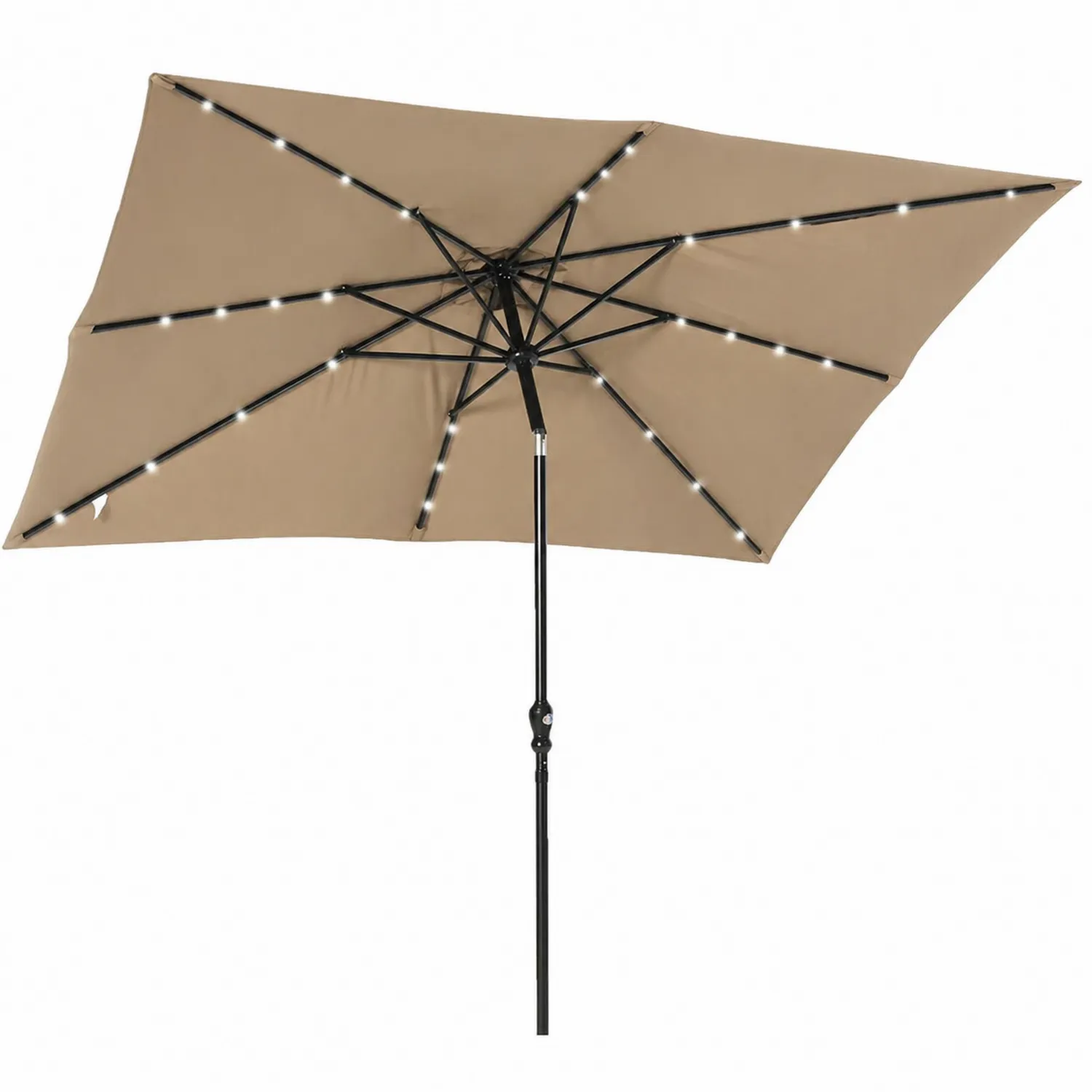 Parasolka ogrodowa LED prostokątna poliester 300x200 cm Beżowy