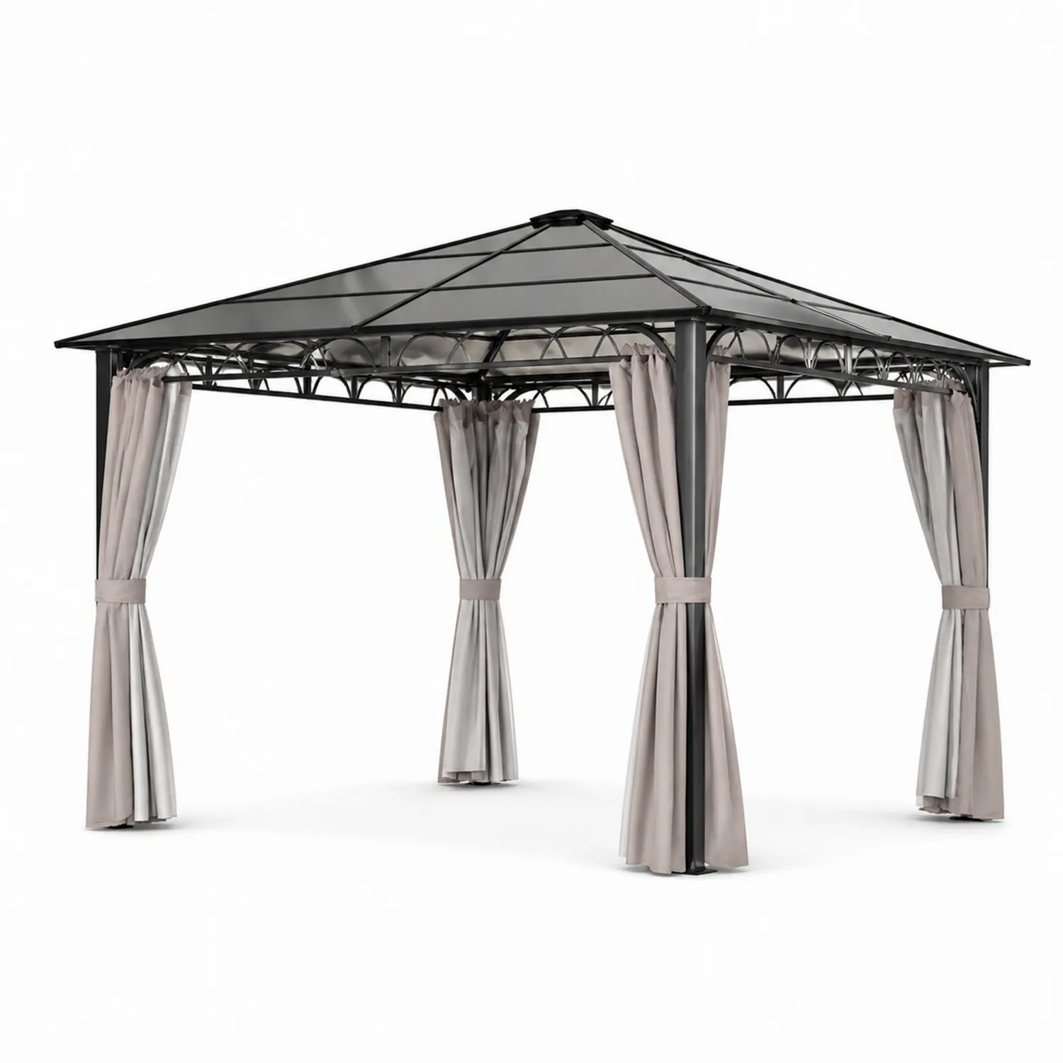 Altana ogrodowa z aluminium z dachem ze szkła hartowanego 3x4m Beżowa