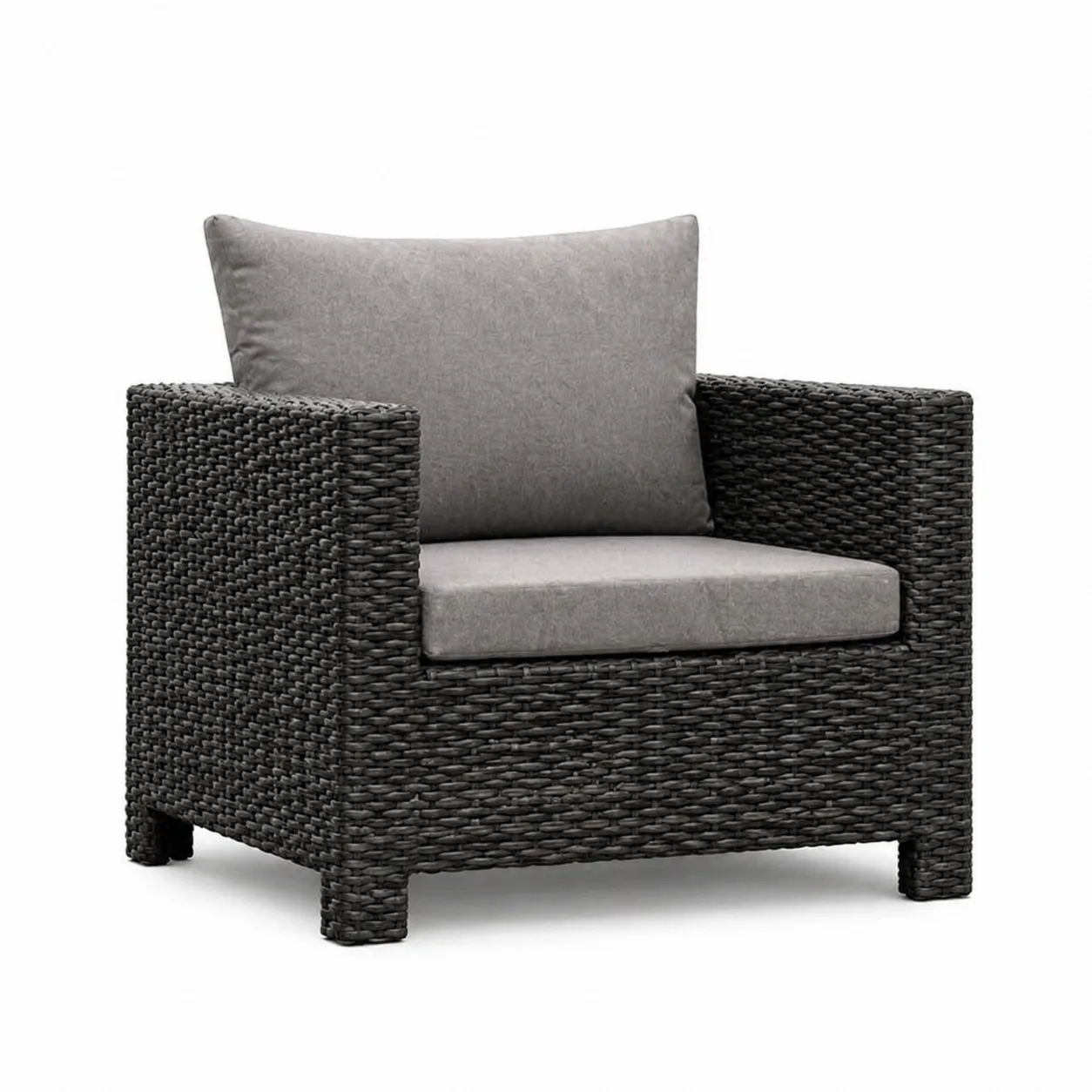 Fauteuil en Aluminium et Résine Tressée avec Coussins Gris-Arvilen