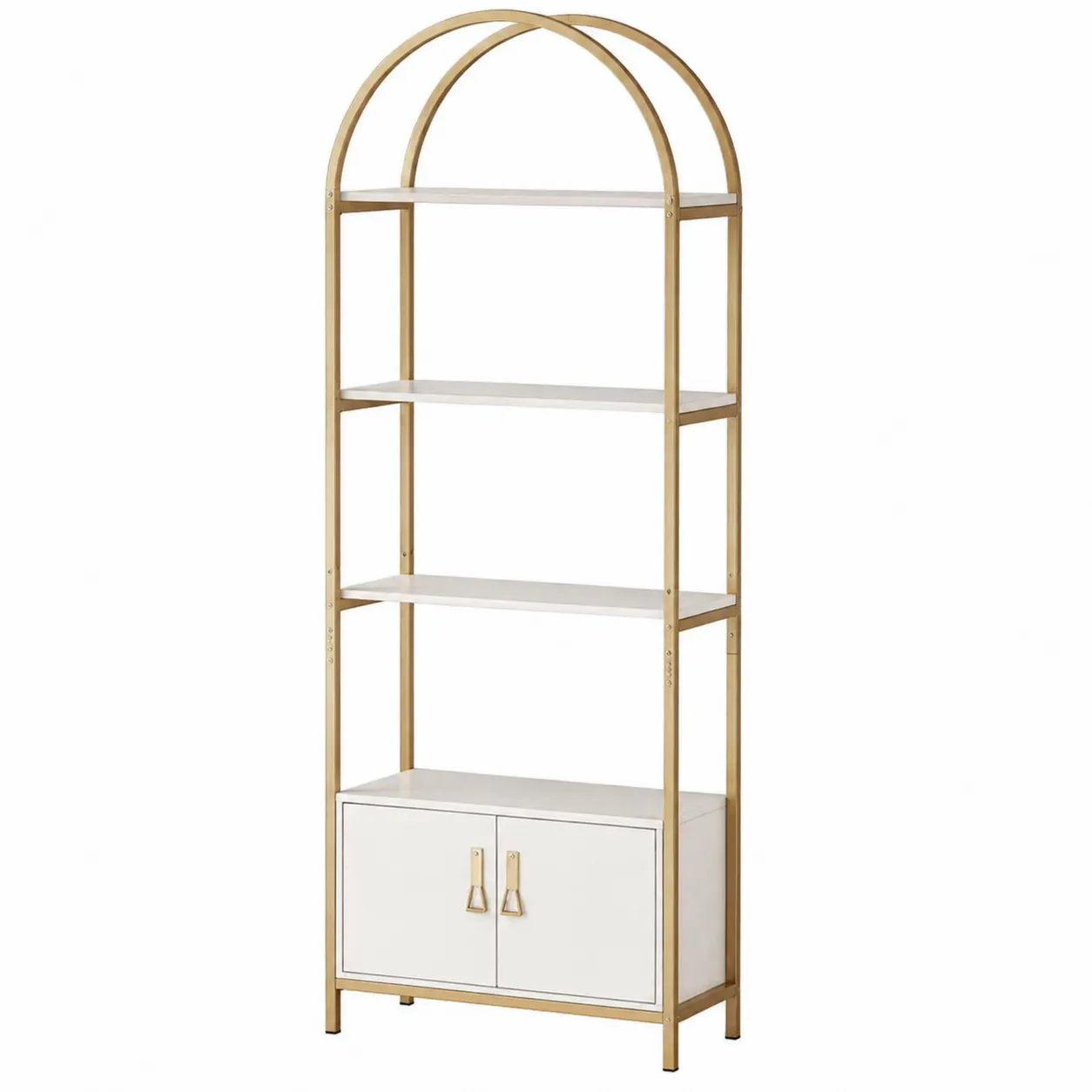 Étagère en Métal et Bois Blanc avec Armoire-Arvilen