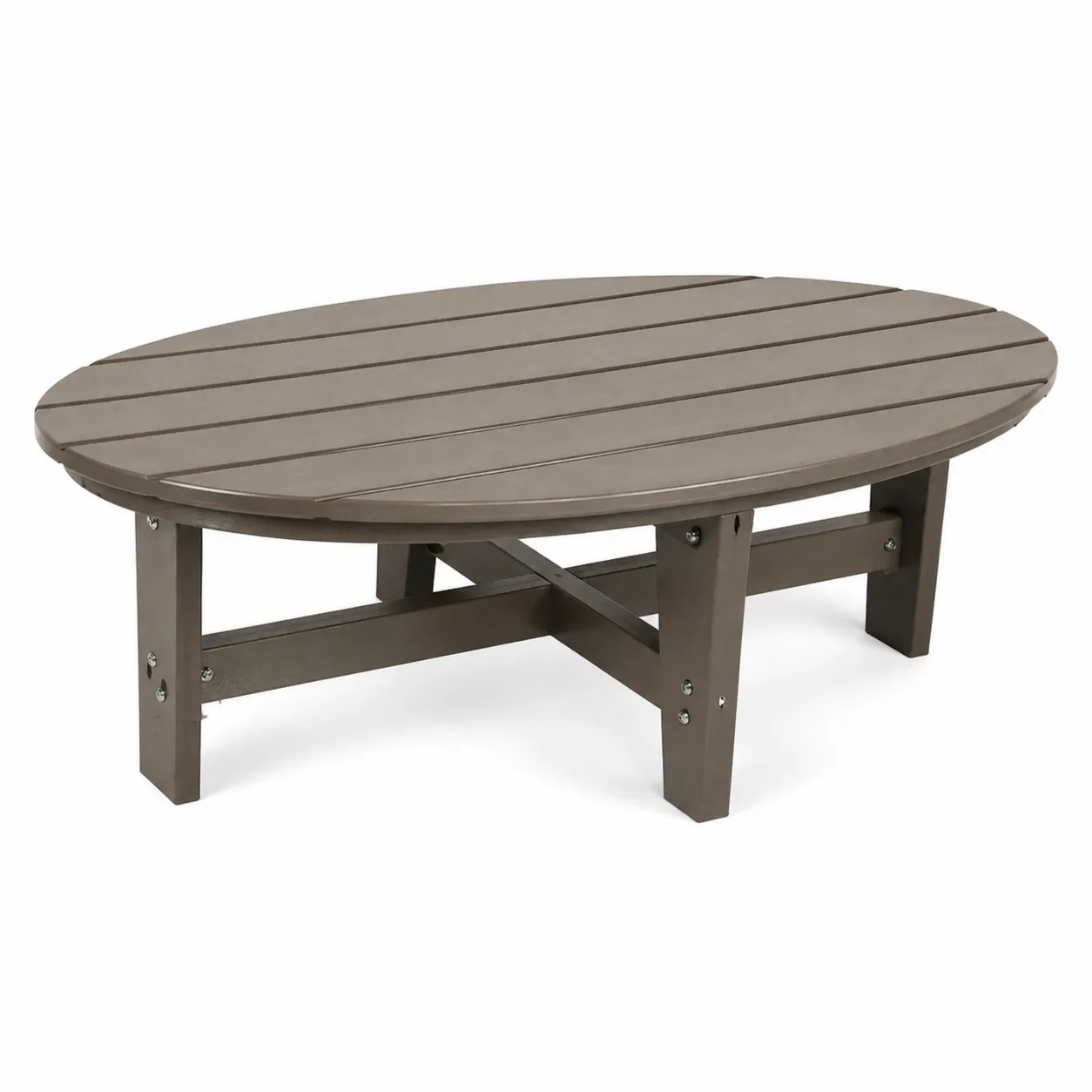 Table basse ovale en plastique brun 100 cm-Arvilen