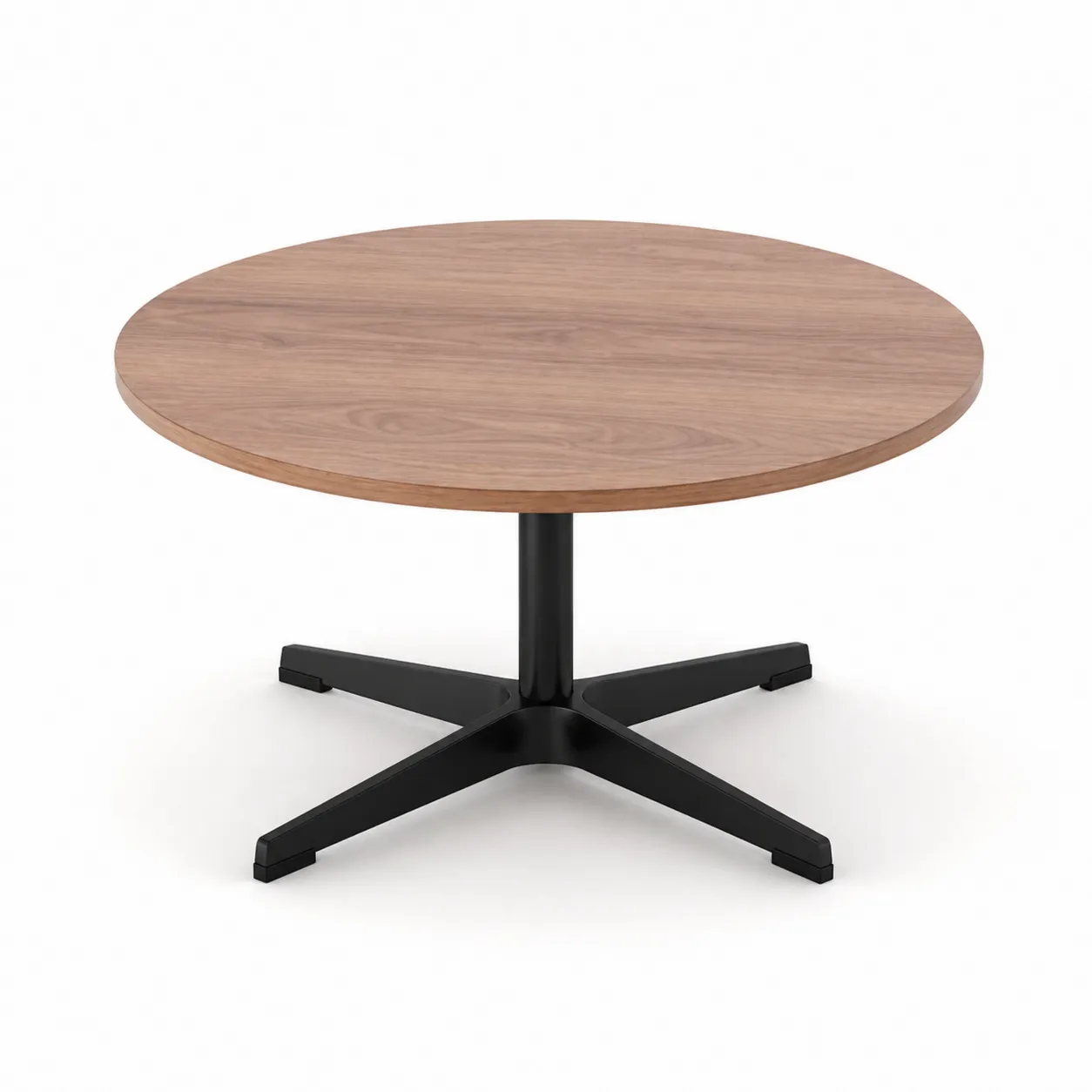 Table basse ronde en noyer et métal noir-Arvilen