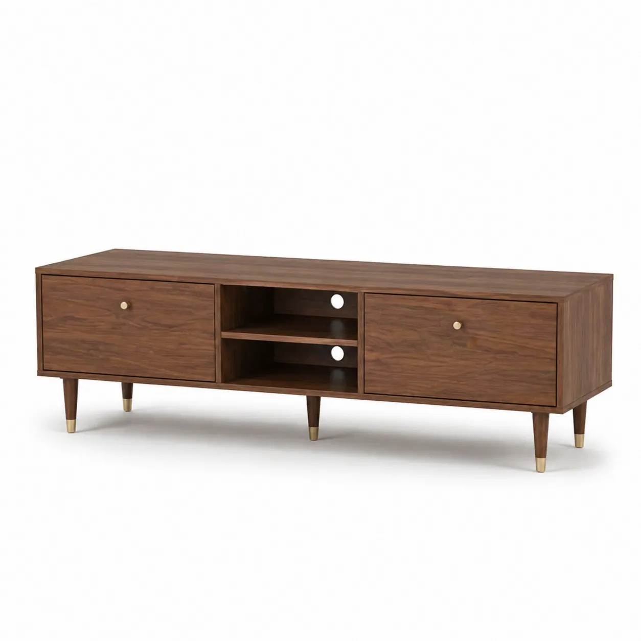Meuble TV en Bois d'Acacia avec Rangements 180 cm-Arvilen