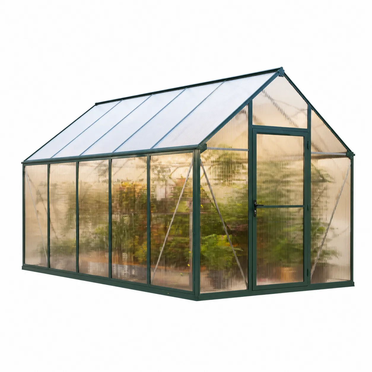 Serre en polycarbonate avec cadre en aluminium vert-Arvilen