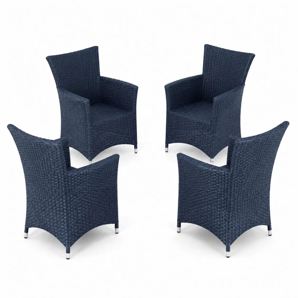 Ensemble de 4 Fauteuils en Résine Bleu-Arvilen