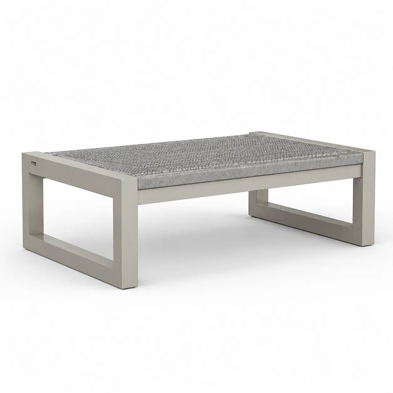 Table Basse Rectangulaire en Aluminium et Polyrotin Gris/Beige-Arvilen