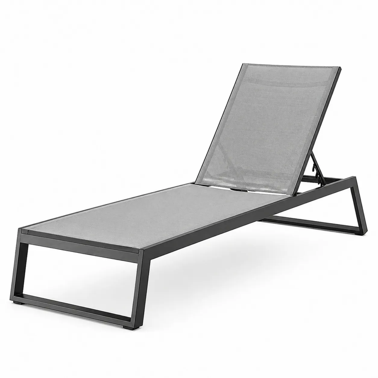 Chaise longue aluminium et polyester Gris 195 cm-Arvilen