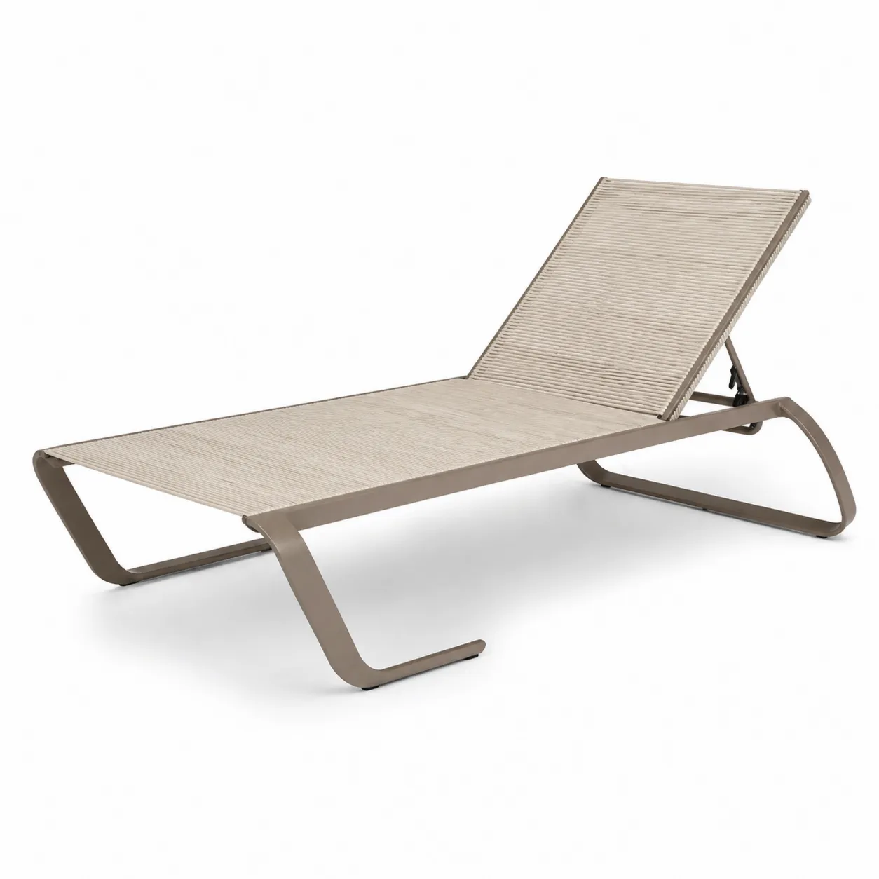 Chaise longue en aluminium et textilène beige-Arvilen