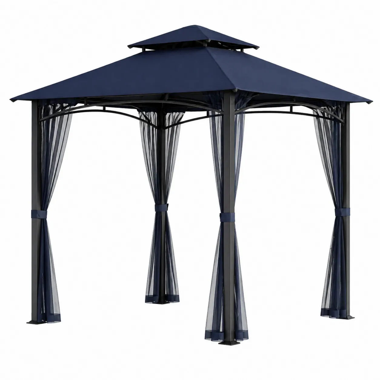 Tonnelle de jardin 3x3m acier avec toit en polyester Bleu-Arvilen