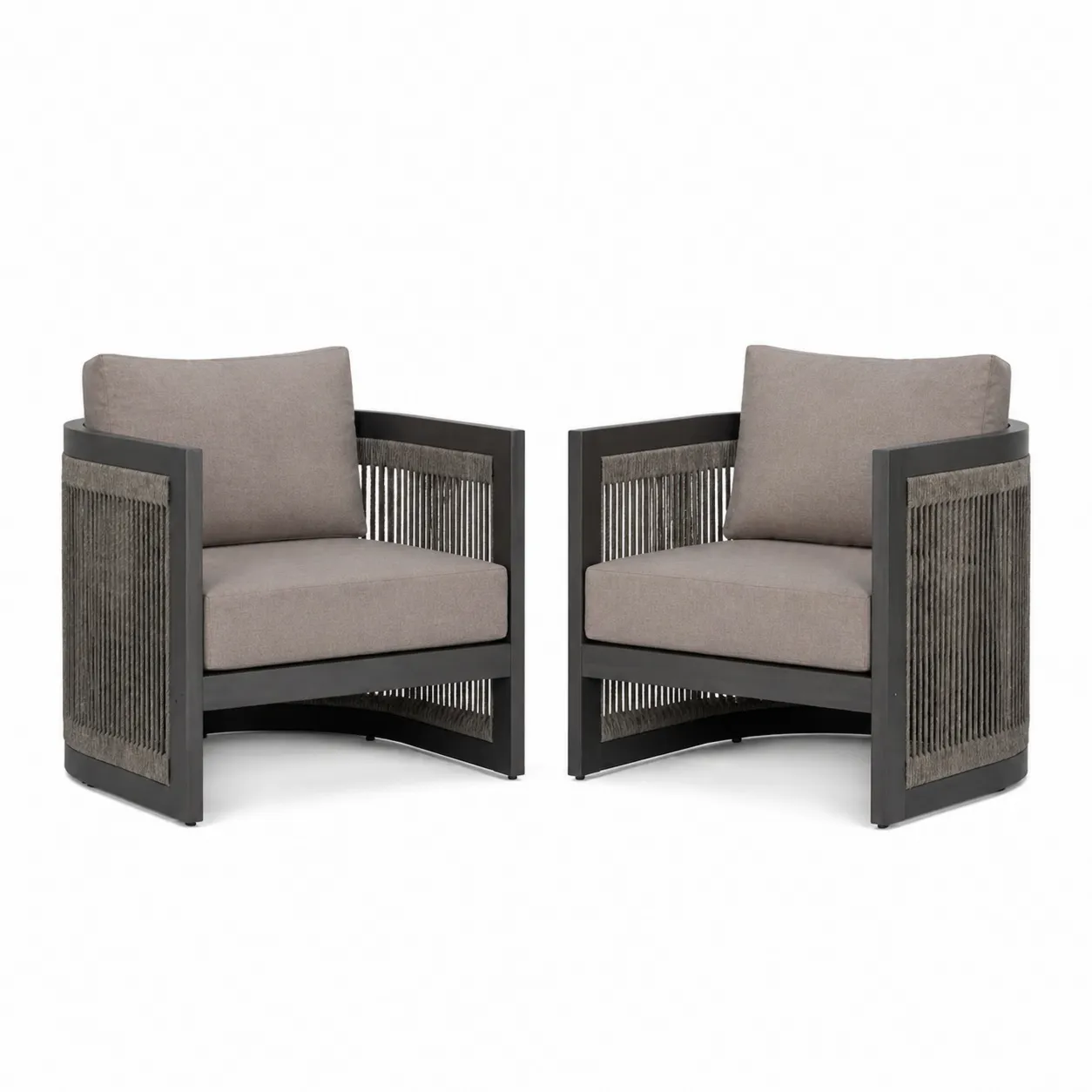 Lot de 2 fauteuils en aluminium et corde Gris Taupe-Arvilen