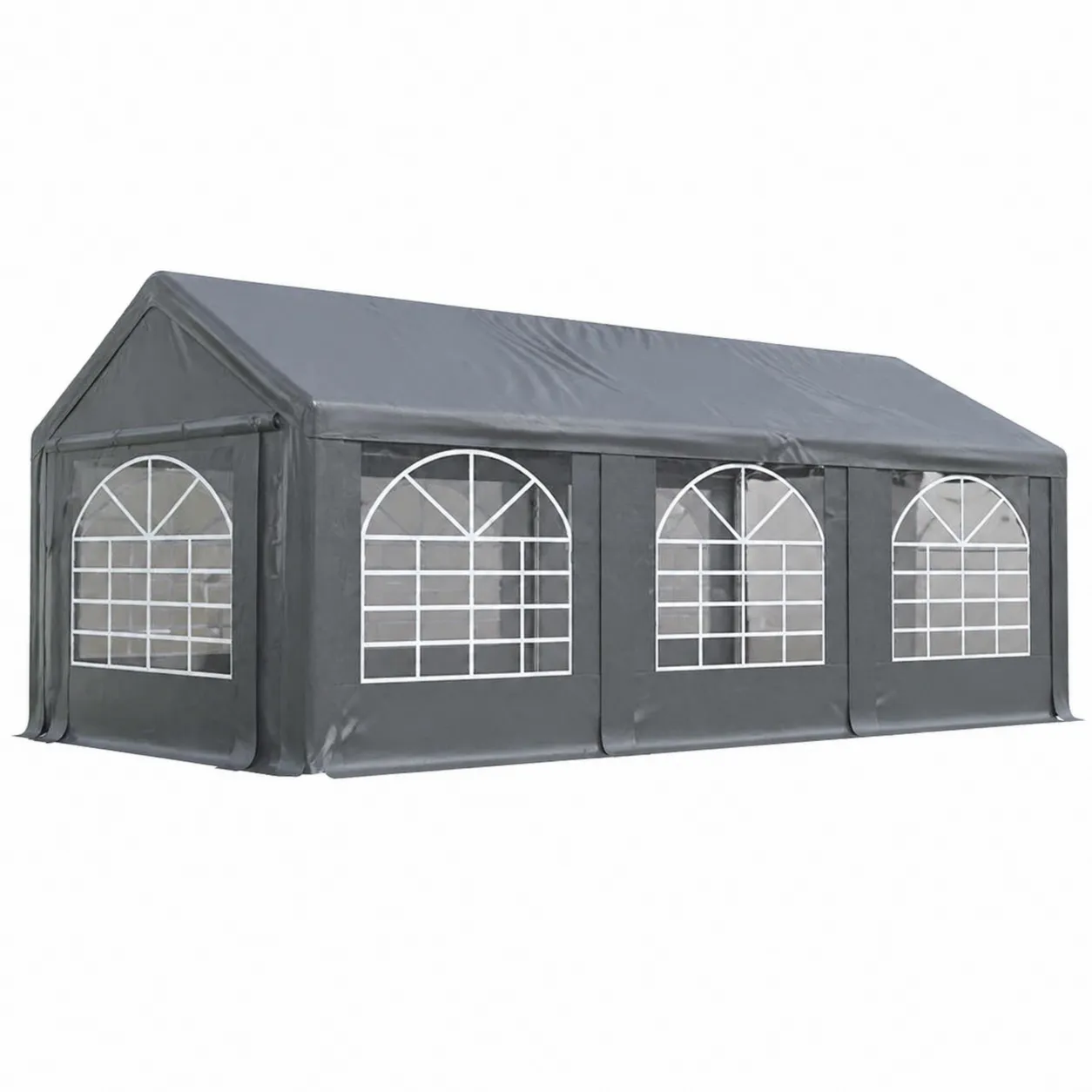 Tente extérieure rectangulaire 600x300 cm en métal et PVC avec fenêtres-Arvilen