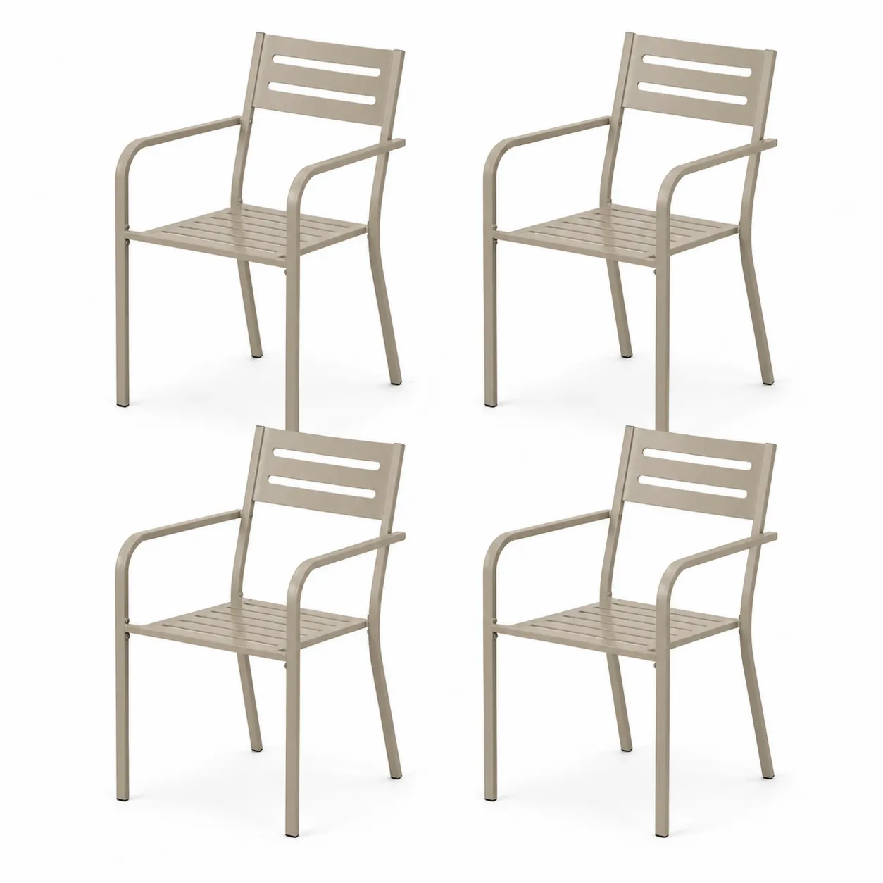 Lot de 4 chaises de jardin en métal beige-Arvilen