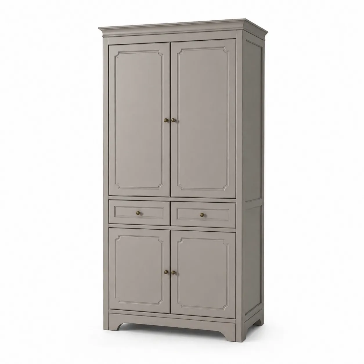 Armoire en Bois 2 Portes 2 Tiroirs Gris 200x100x50cm-Arvilen