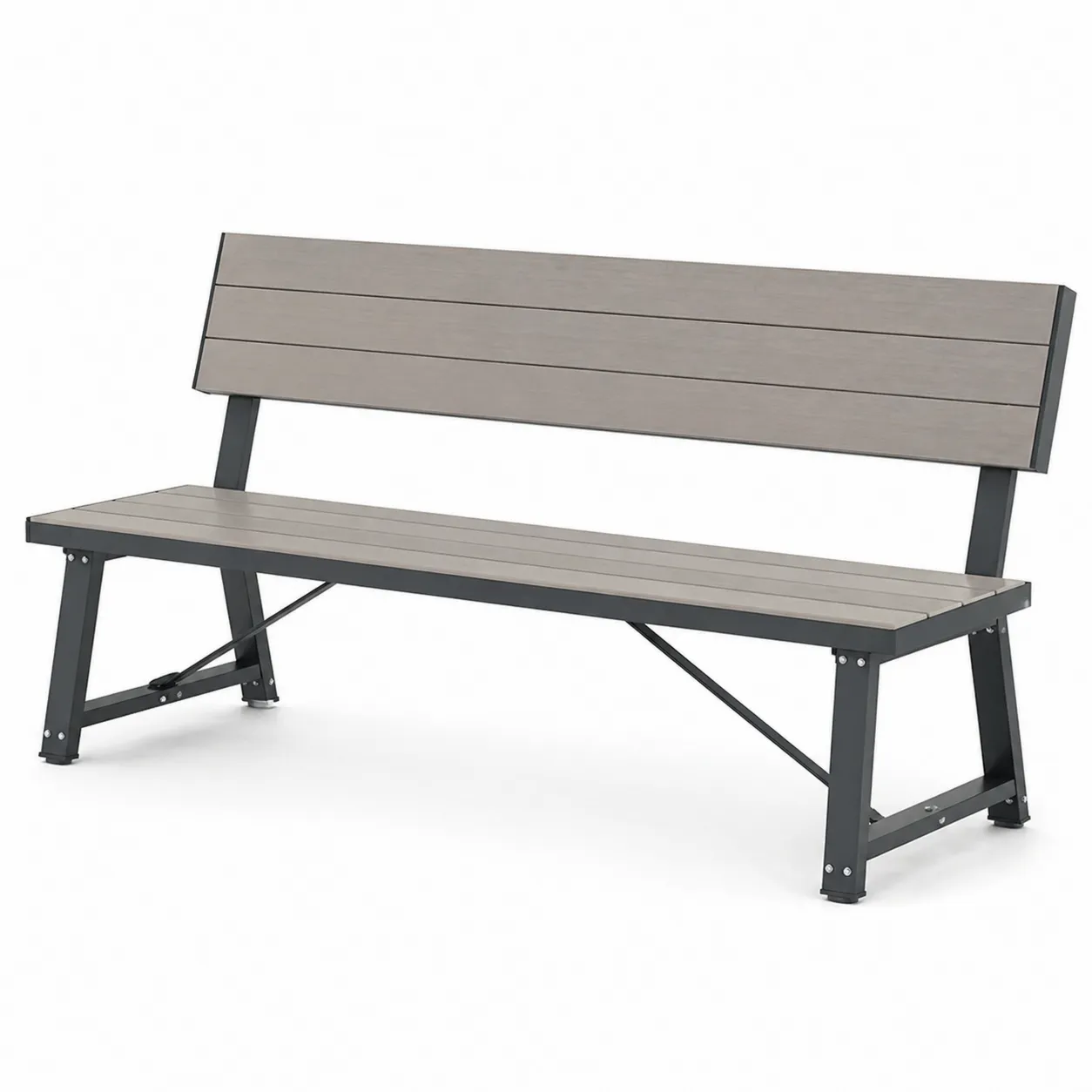 Banc en bois et métal Gris 150cm-Arvilen