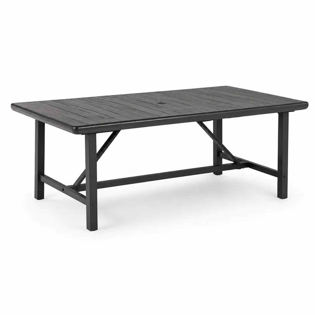 Table rectangulaire d'extérieur en bois et métal noir 200 cm-Arvilen