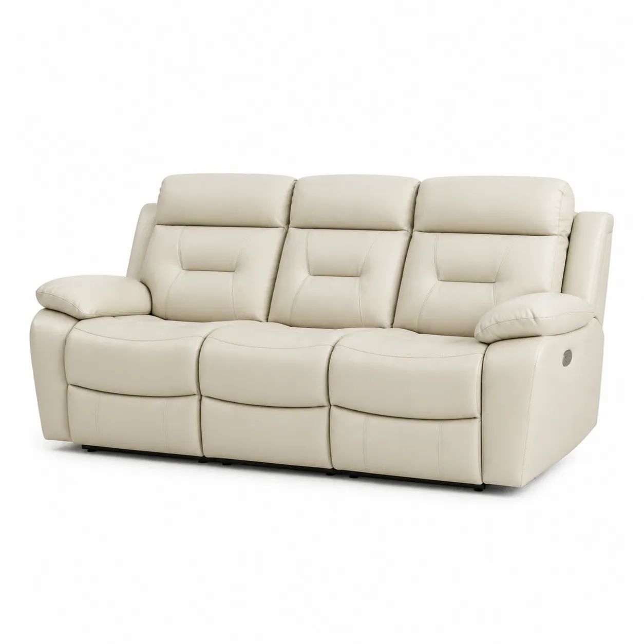 Canapé 3 Places Réclinable en Cuir Beige-Arvilen
