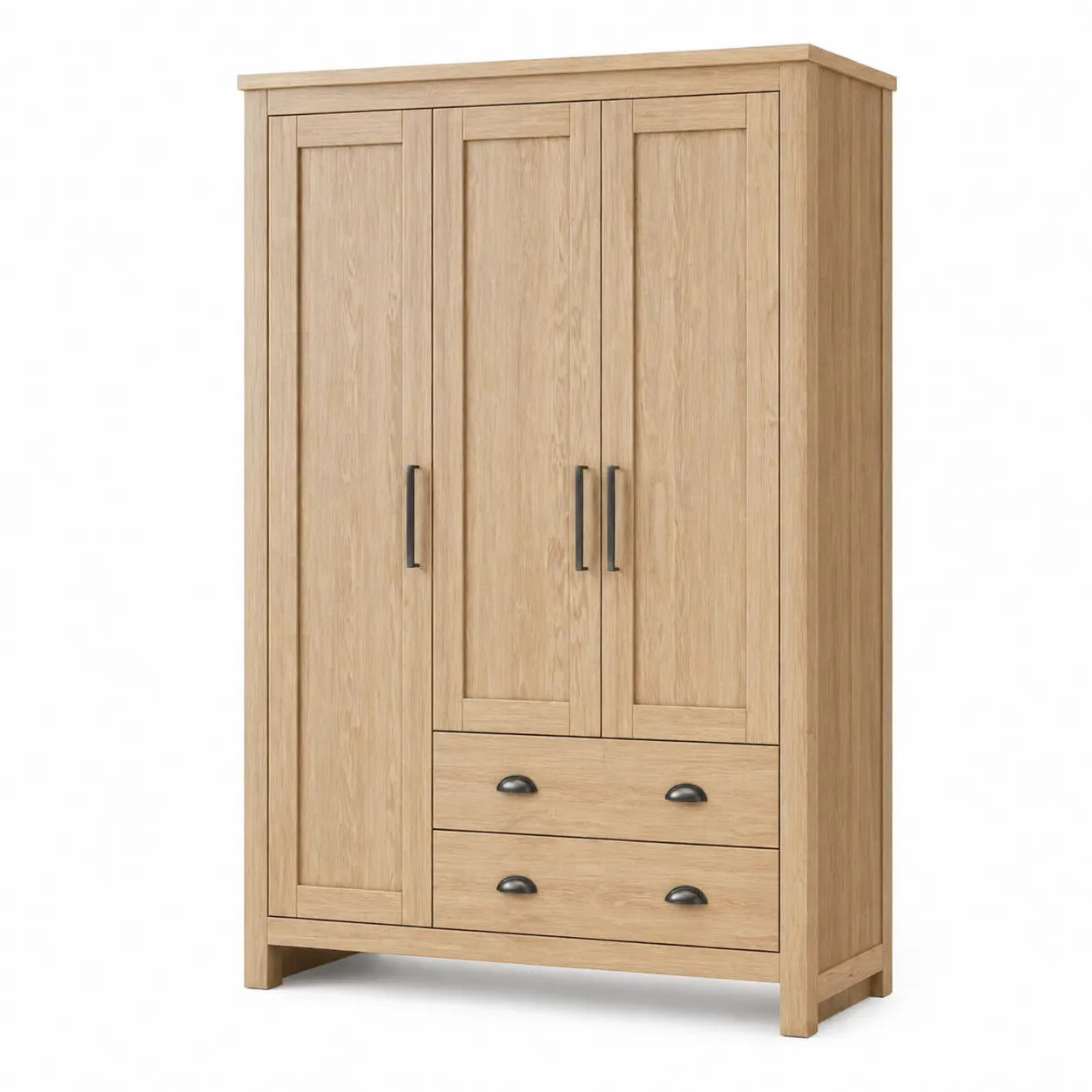 Armoire 3 portes 2 tiroirs en bois-Arvilen