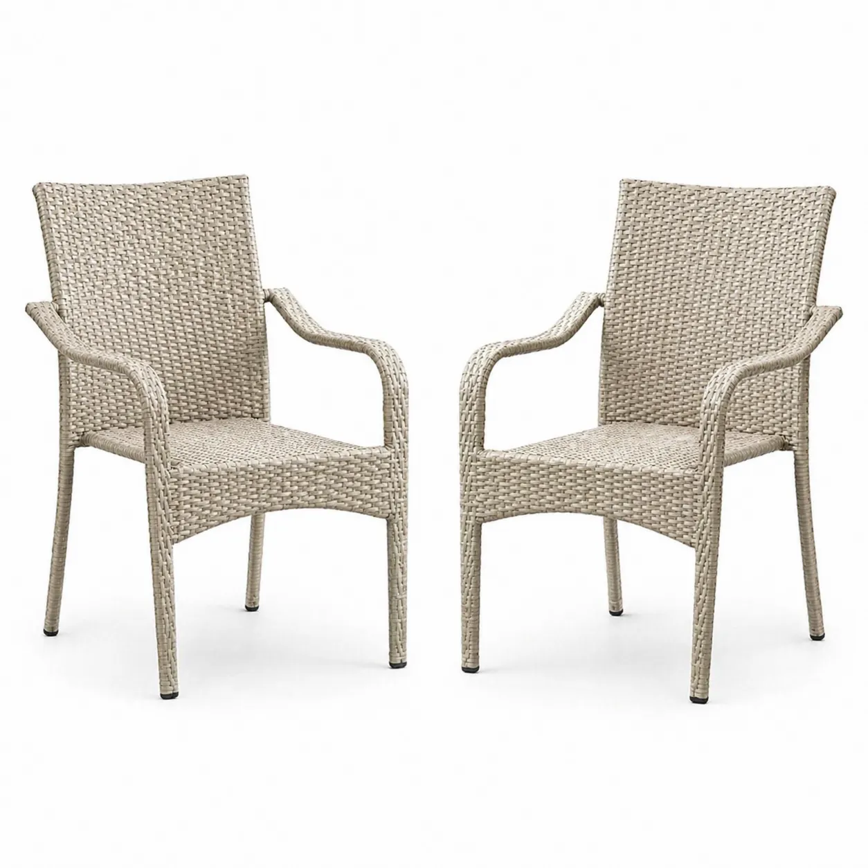 Lot de 2 chaises en résine tressée avec accoudoirs-Arvilen