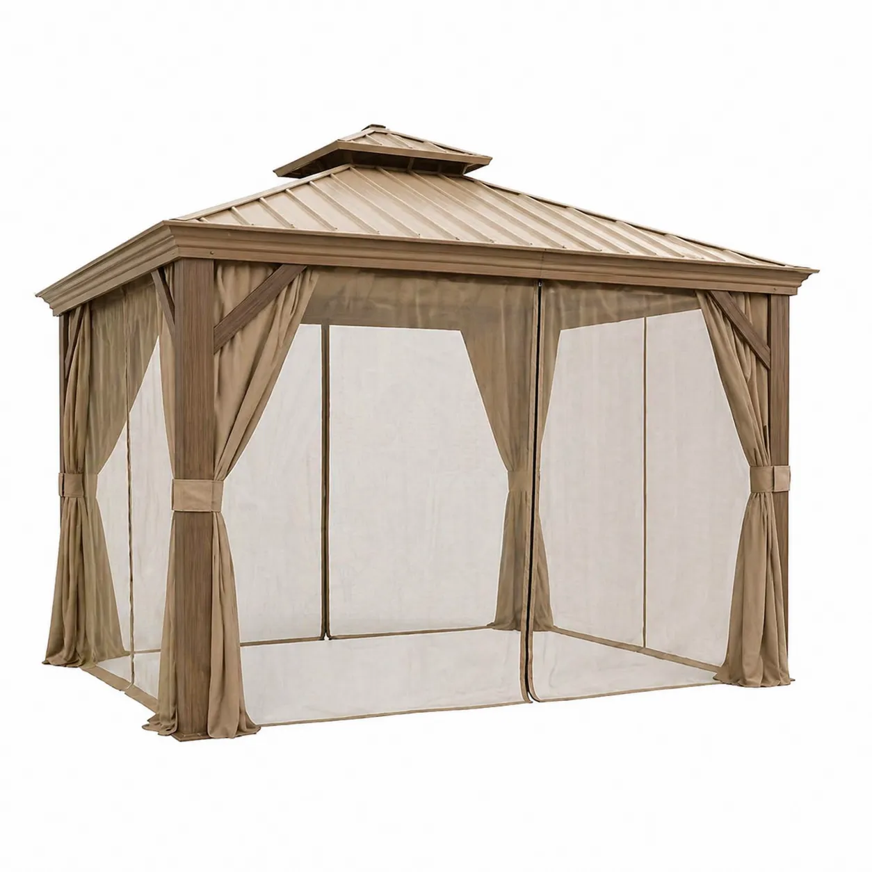 Pavillon de Jardin Acier Polycarbonate Taupe-Arvilen