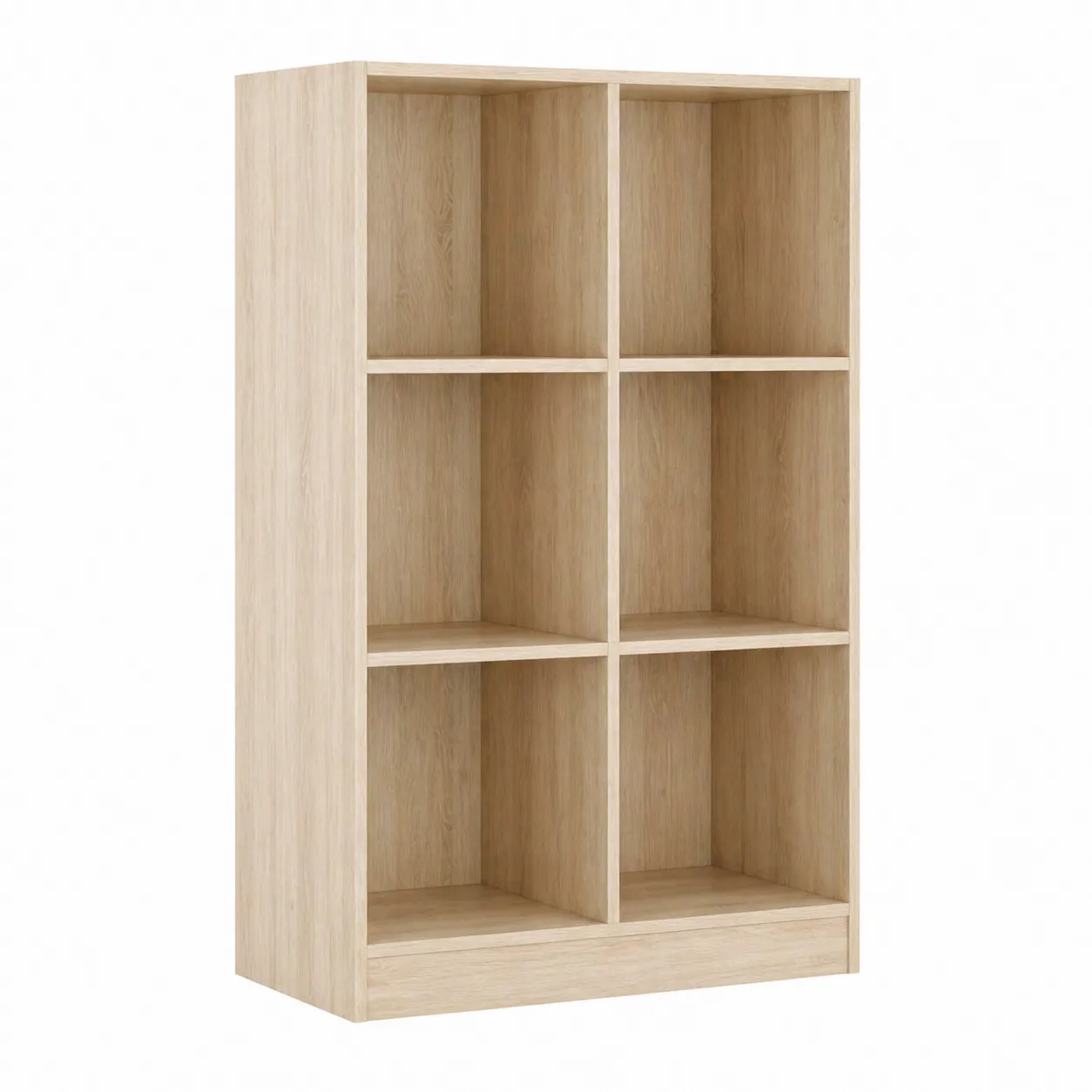 Étagère bibliothèque 6 compartiments bois chêne clair-Arvilen